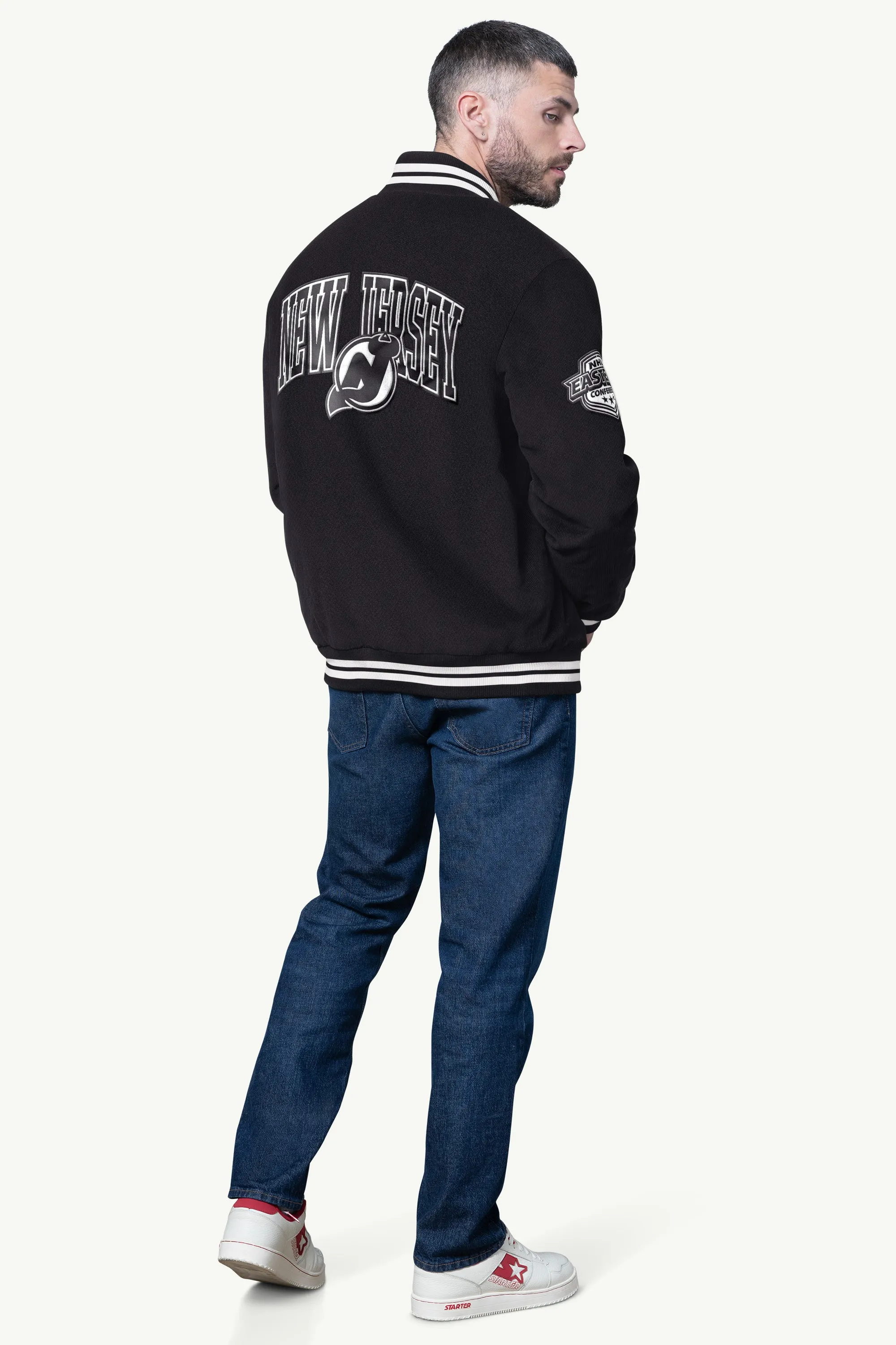 MENS NEW JERSEY DEVILS BLACKOUT CORDUROY VARSITY JACKET sold by Starter product image thumbnail 2