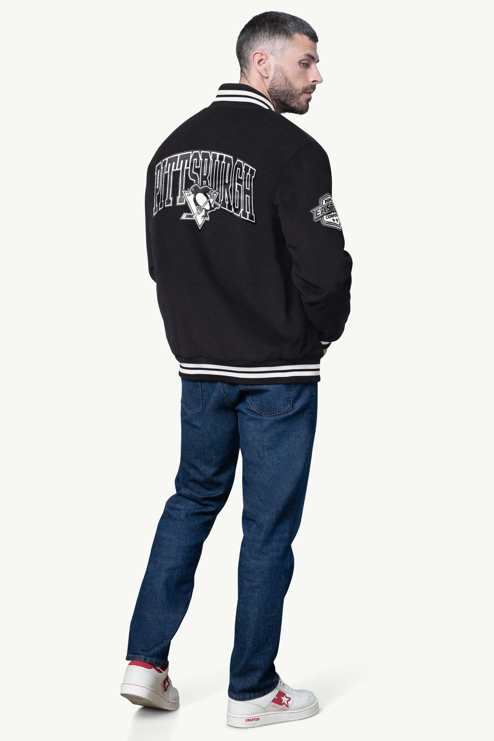 MENS PITTSBURGH PENGUINS BLACKOUT CORDUROY VARSITY JACKET sold by Starter product image thumbnail 2