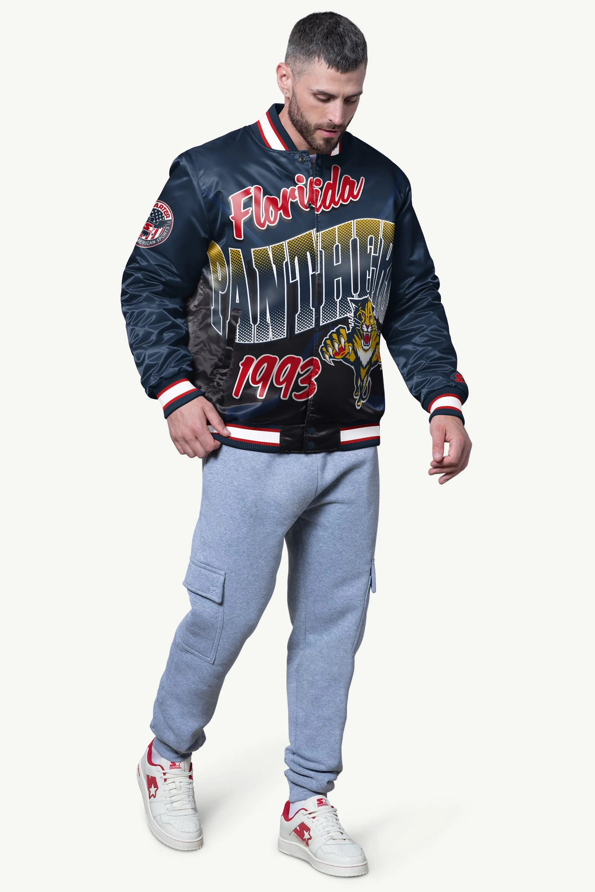 MENS FLORIDA PANTHERS PASS RUSH SATIN VARSITY JACKET sold by Starter product image thumbnail 3