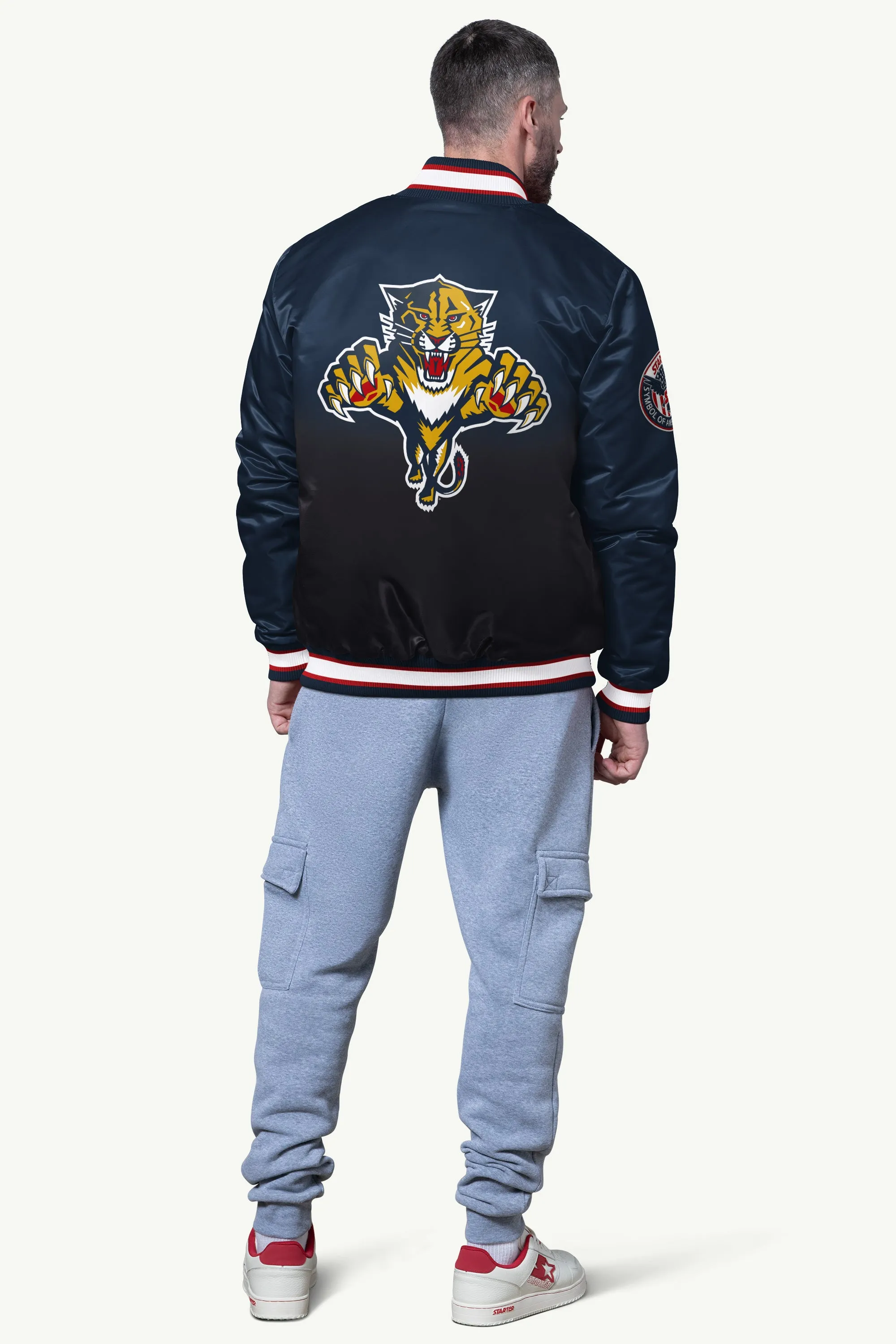 MENS FLORIDA PANTHERS PASS RUSH SATIN VARSITY JACKET sold by Starter product image thumbnail 2