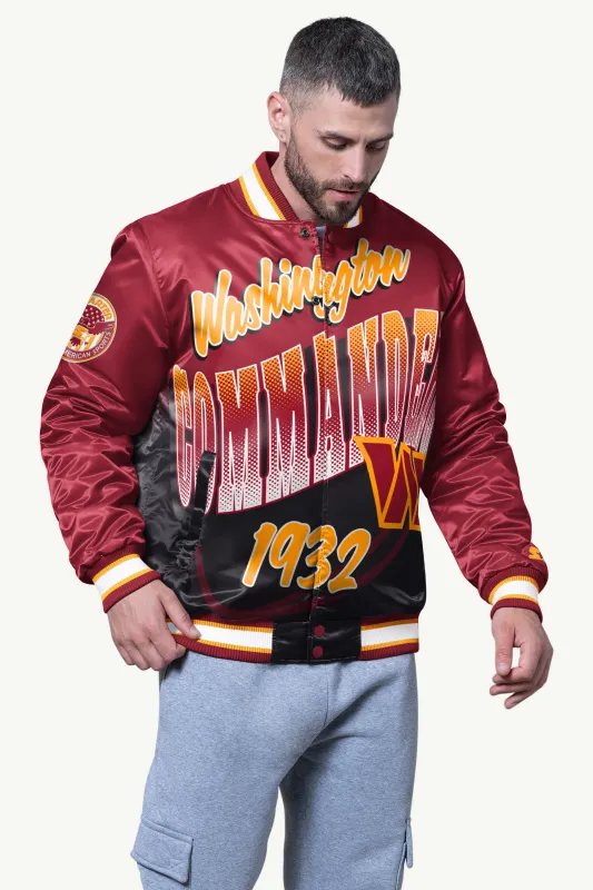 MENS WASHINGTON COMMANDERS PASS RUSH SATIN VARSITY JACKET sold by Starter