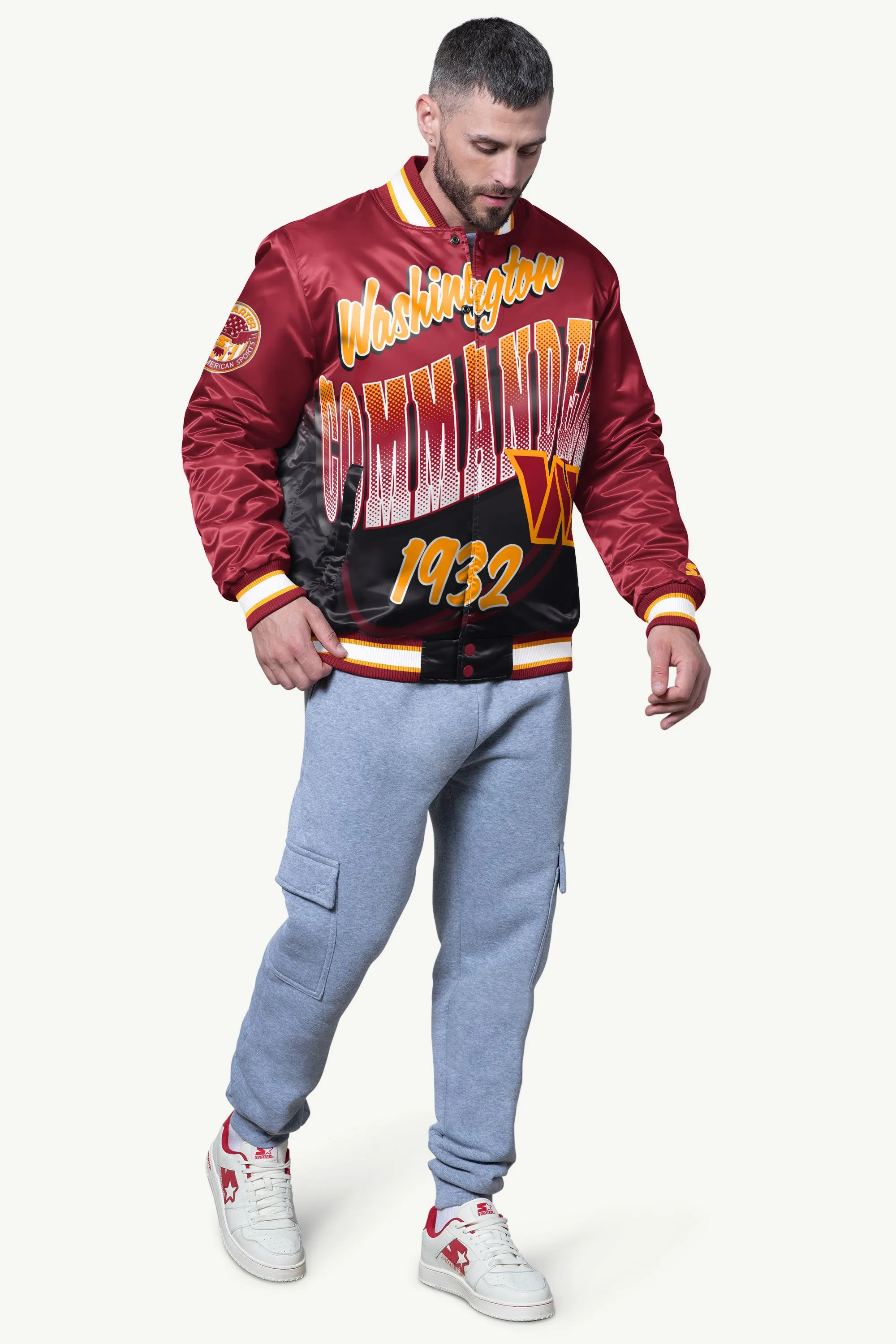 MENS WASHINGTON COMMANDERS PASS RUSH SATIN VARSITY JACKET sold by Starter product image thumbnail 3