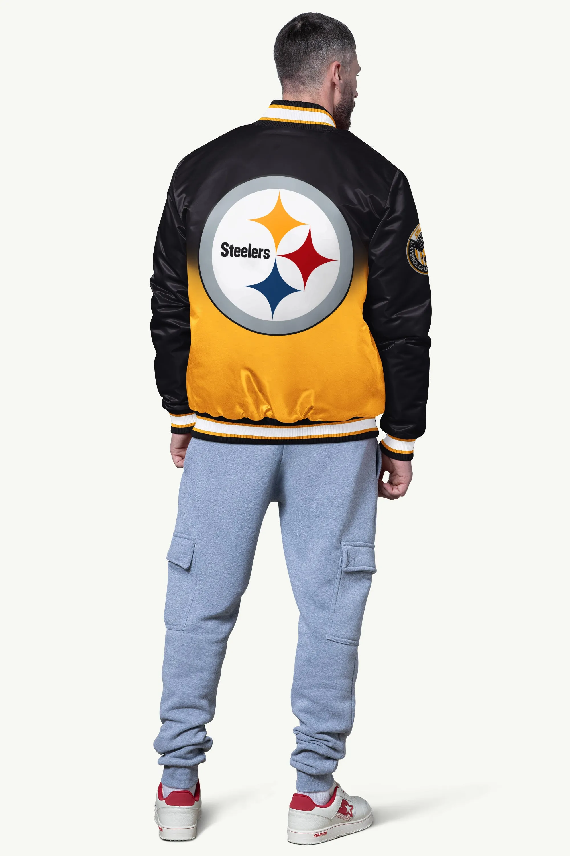 MENS PITTSBURGH STEELERS PASS RUSH SATIN VARSITY JACKET sold by Starter product image thumbnail 2
