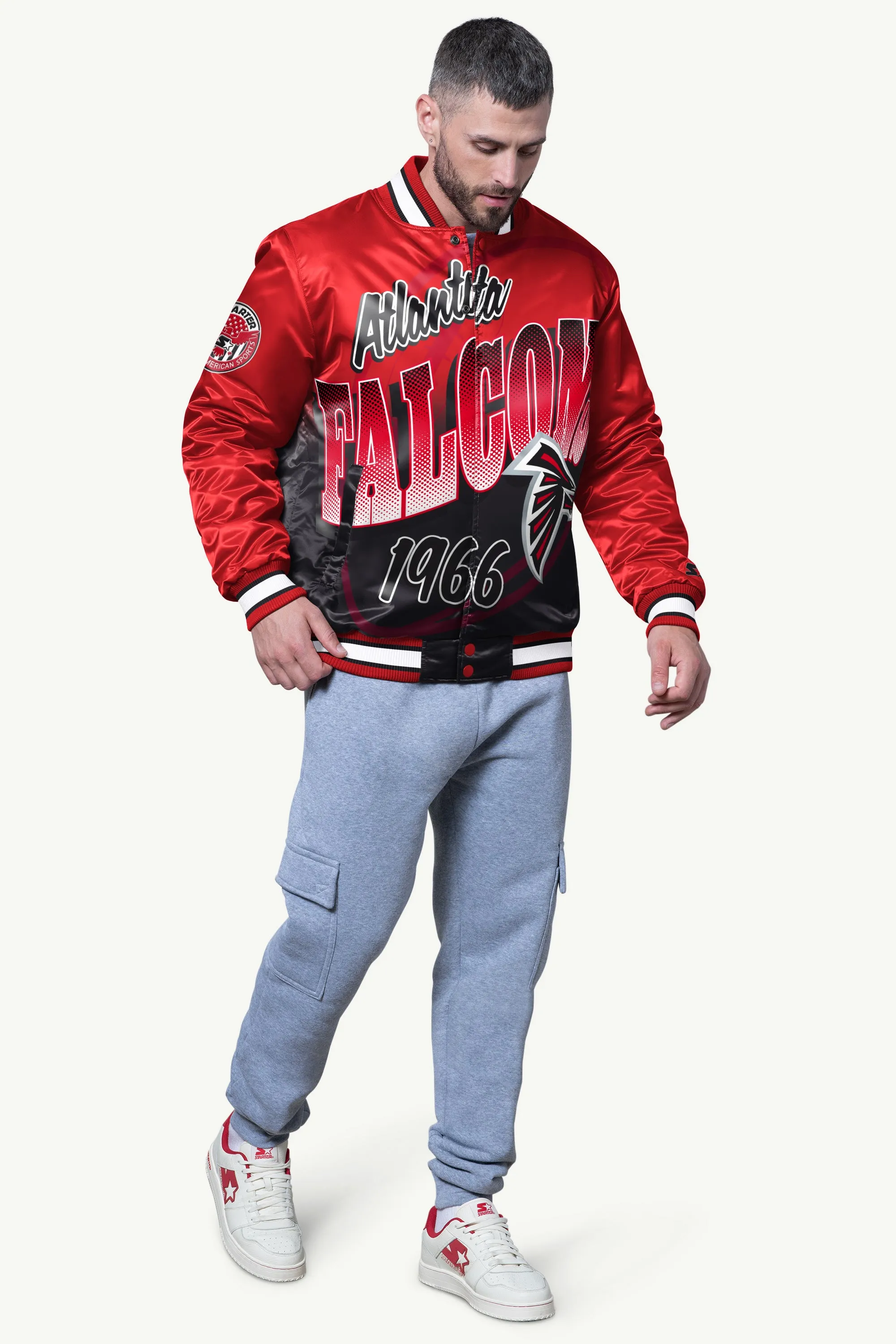 MENS ATLANTA FALCONS PASS RUSH SATIN VARSITY JACKET sold by Starter product image thumbnail 3