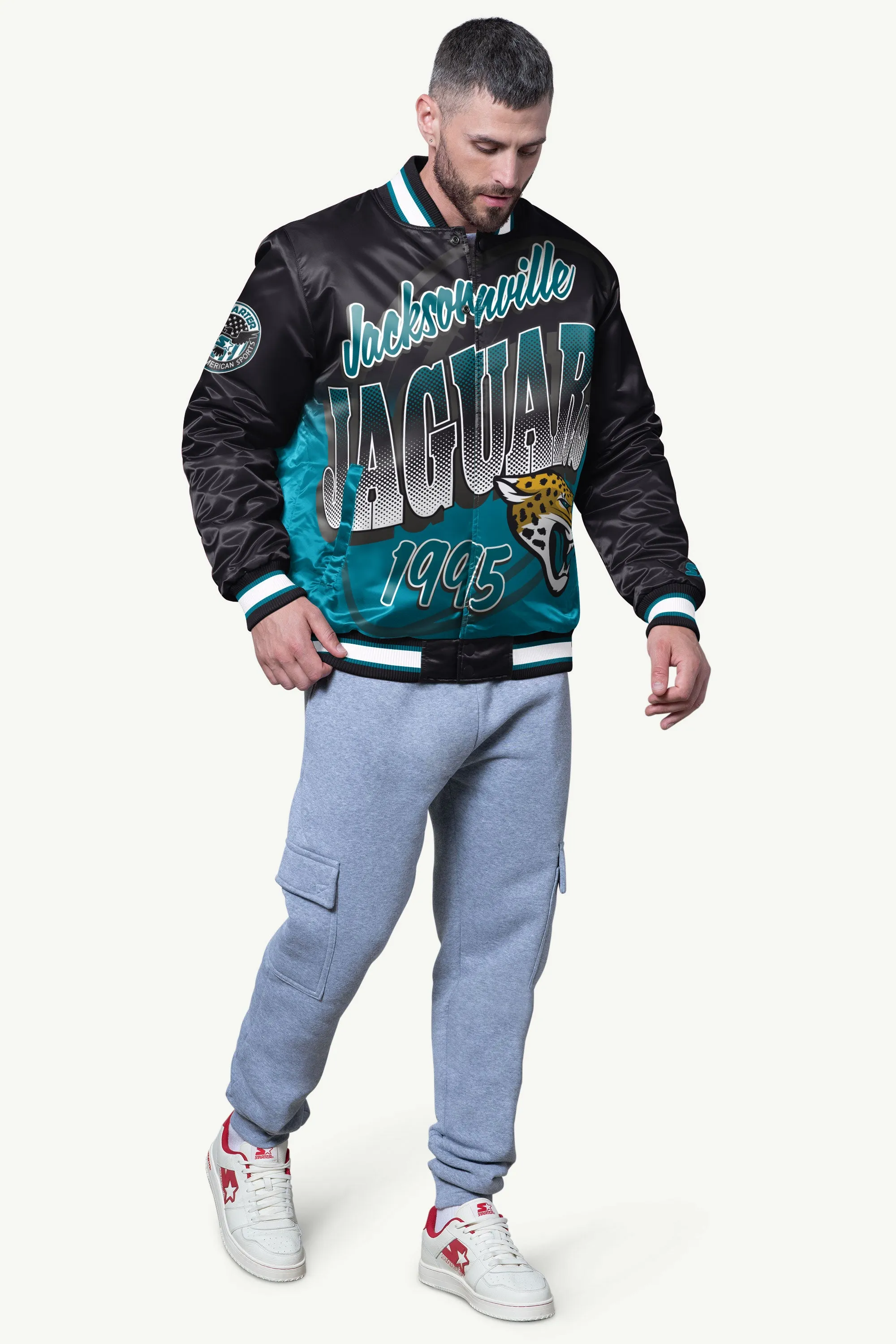 MENS JACKSONVILLE JAGUARS PASS RUSH SATIN VARSITY JACKETS sold by Starter product image thumbnail 3