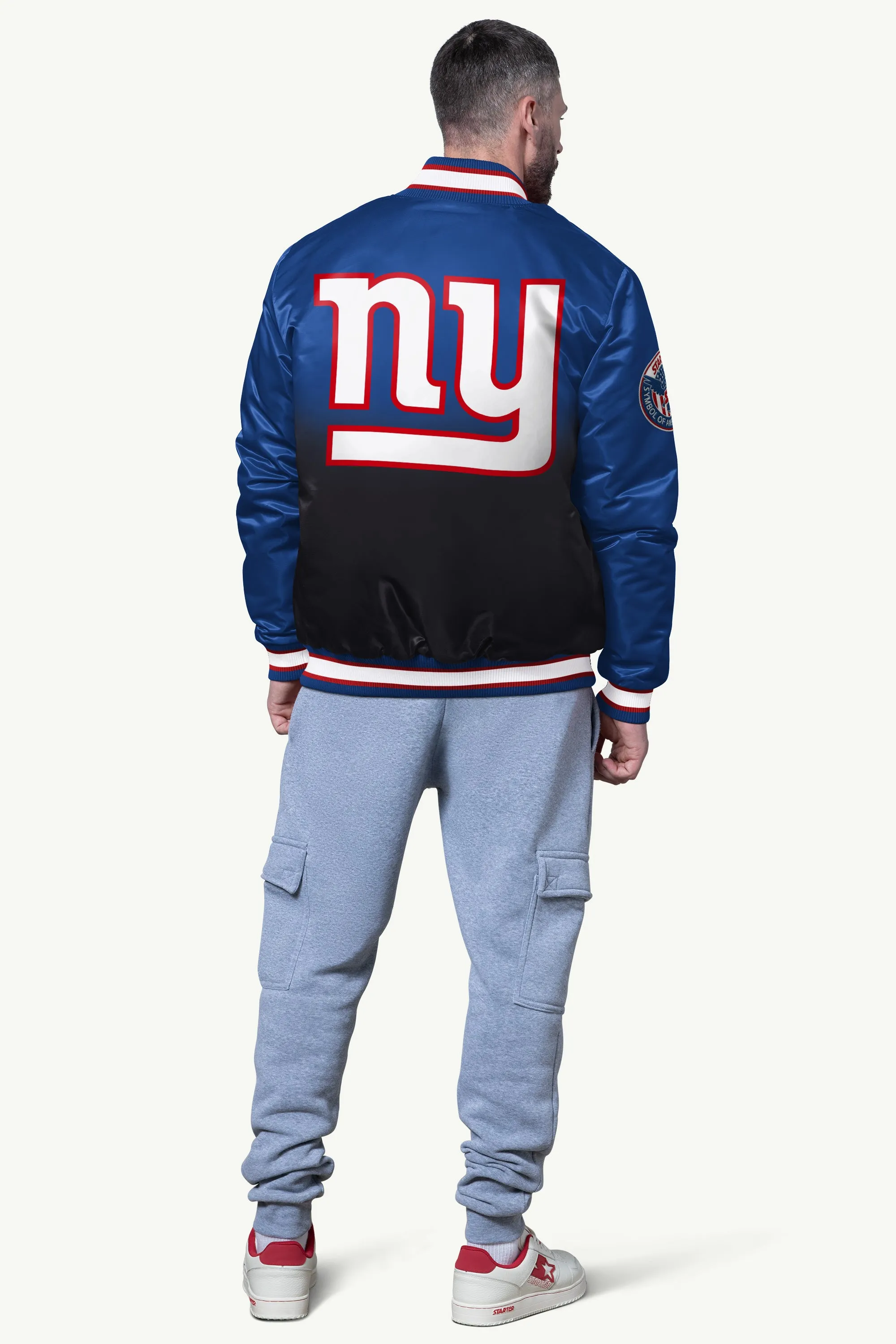 MENS NEW YORK GIANTS PASS RUSH SATIN VARSITY JACKET sold by Starter product image thumbnail 2