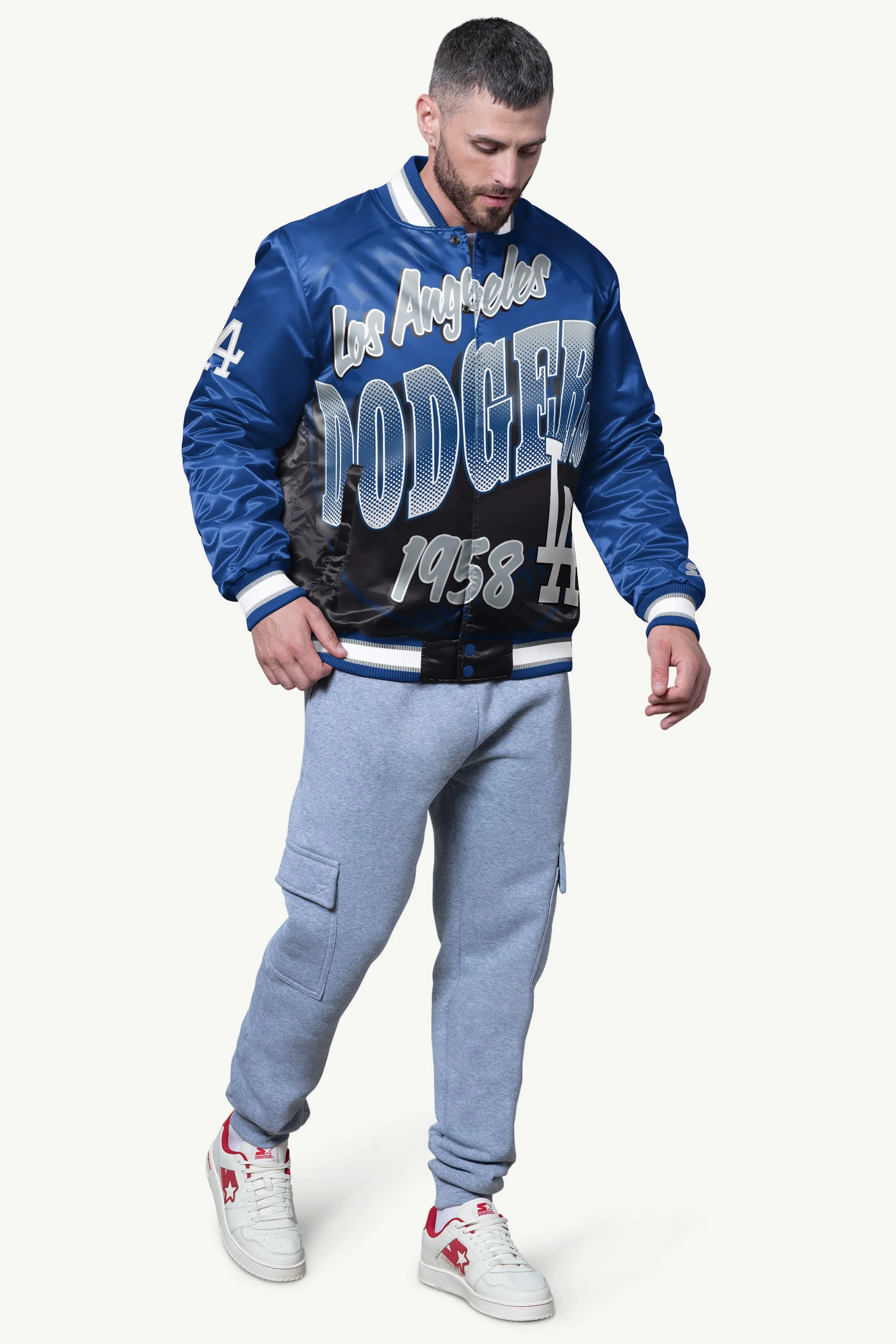 MENS LOS ANGELES DODGERS PASS RUSH SATIN VARSITY JACKET sold by Starter product image thumbnail 3