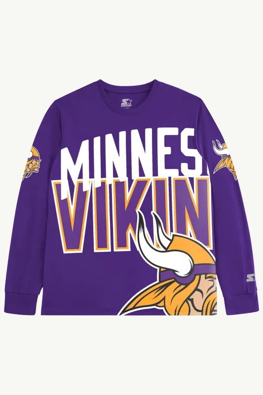 MINNESOTA VIKINGS CLUTCH HIT LONG SLEEVE GRAPHIC TEE sold by Starter