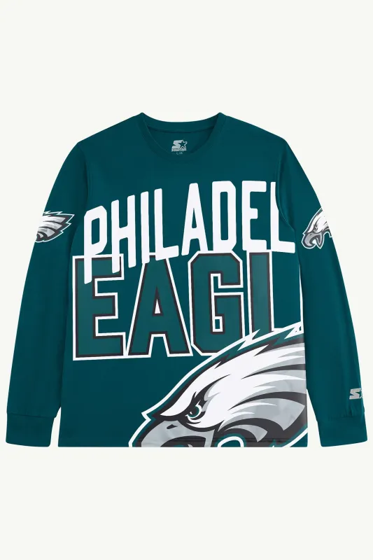 MENS PHILADELPHIA EAGLES CLUTCH HIT LONG SLEEVE GRAPHIC TEE sold by Starter