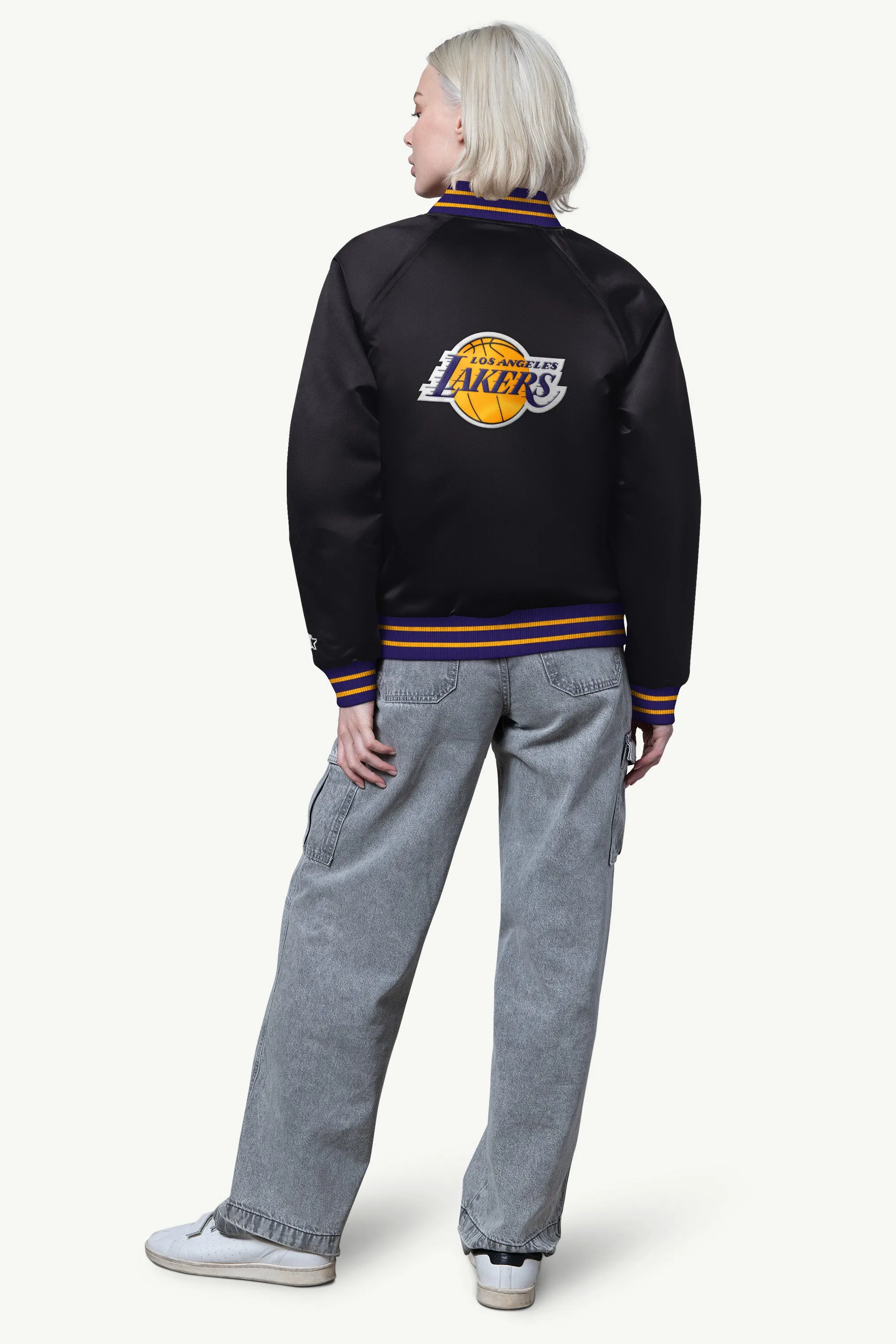 WOMENS LA LAKERS FINAL SCORE SATIN VARSITY JACKET sold by Starter product image thumbnail 2
