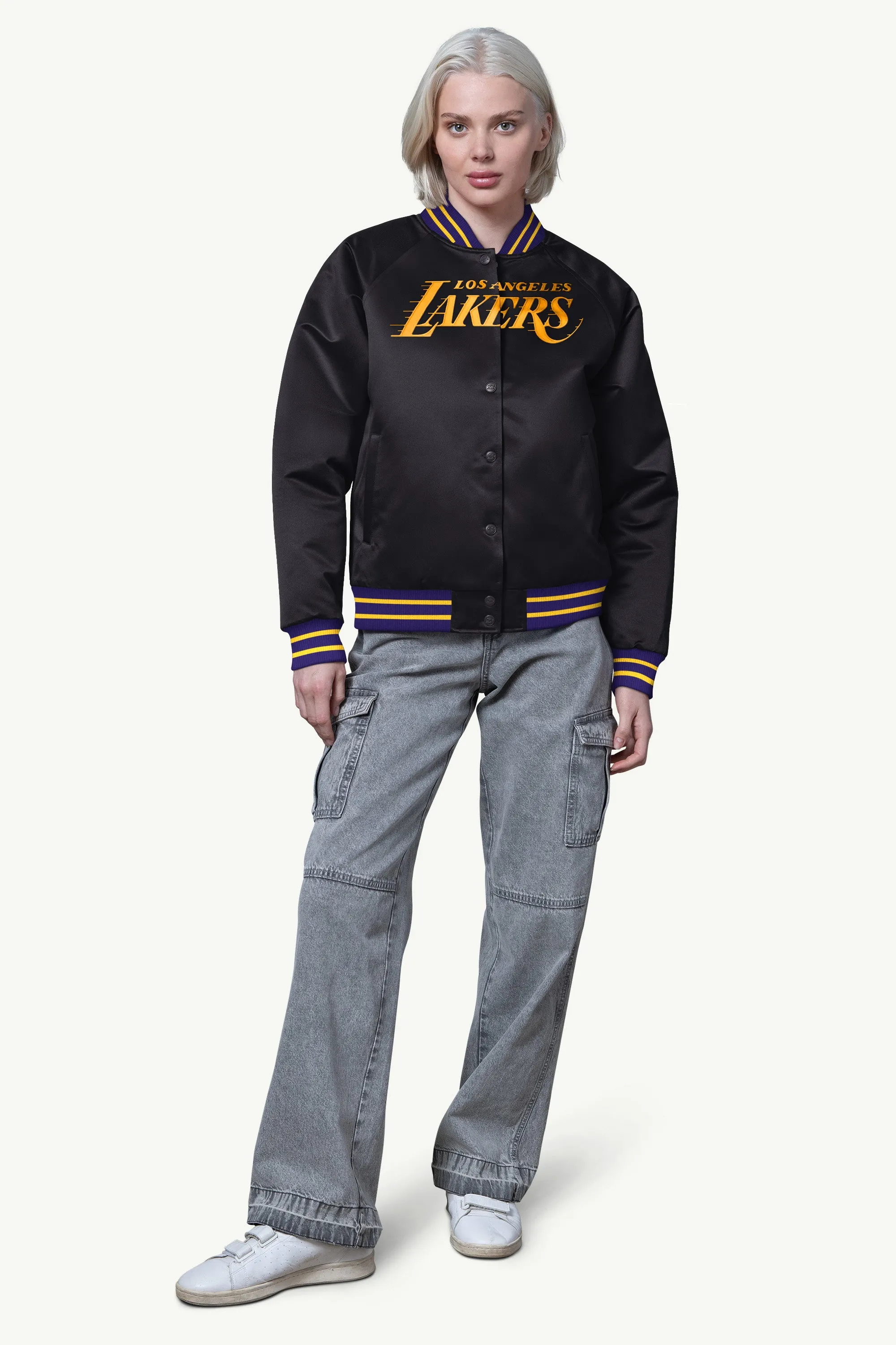 WOMENS LA LAKERS FINAL SCORE SATIN VARSITY JACKET sold by Starter product image thumbnail 3