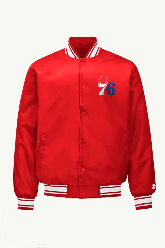 MENS PHILADEPHIA 76ERS MESH LOOK SATIN VARSITY JACKET sold by Starter