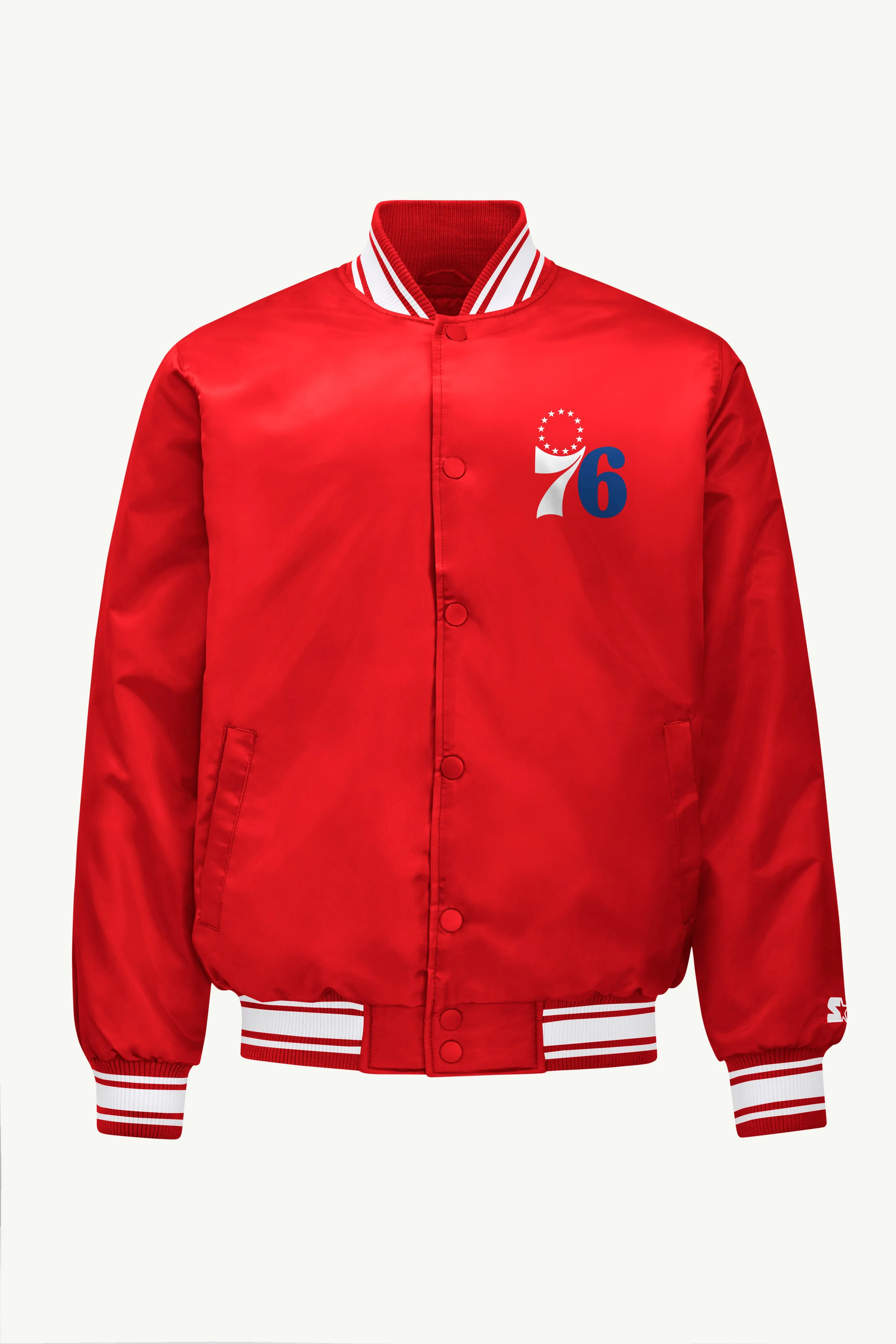 MENS PHILADEPHIA 76ERS MESH LOOK SATIN VARSITY JACKET sold by Starter