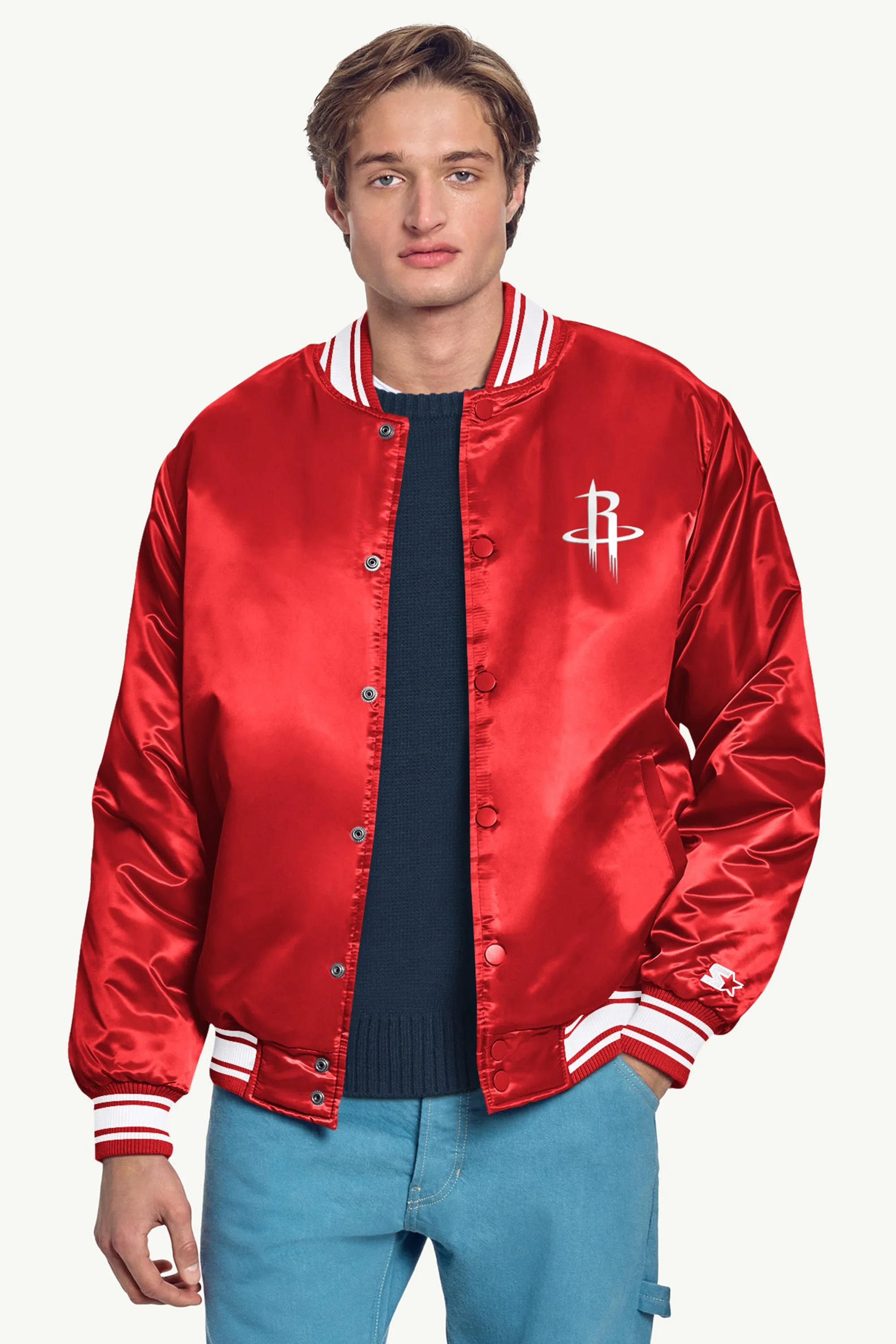 MENS HOUSTON ROCKETS MESH LOOK SATIN VARSITY JACKET sold by Starter product image thumbnail 3