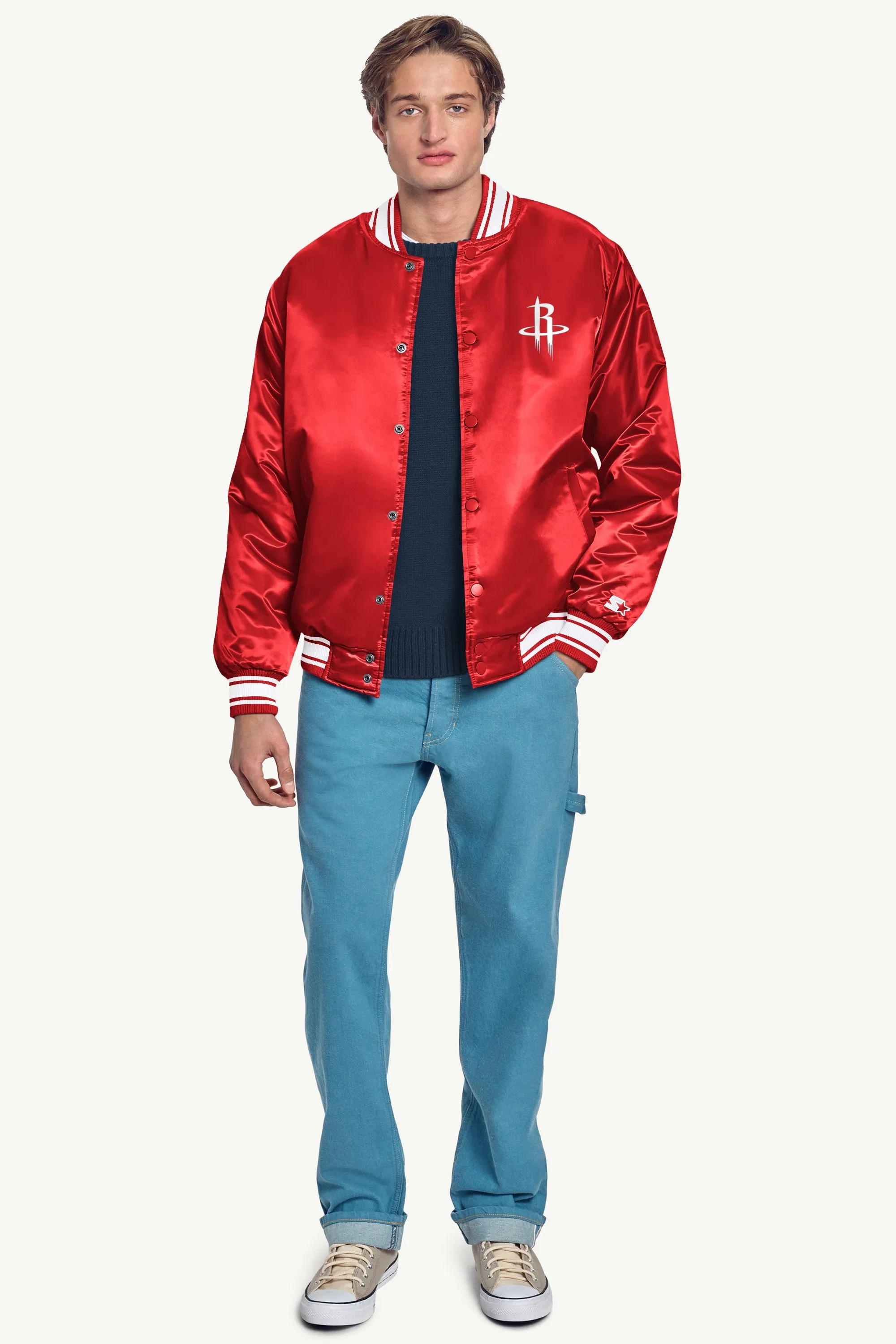 MENS HOUSTON ROCKETS MESH LOOK SATIN VARSITY JACKET sold by Starter product image thumbnail 4