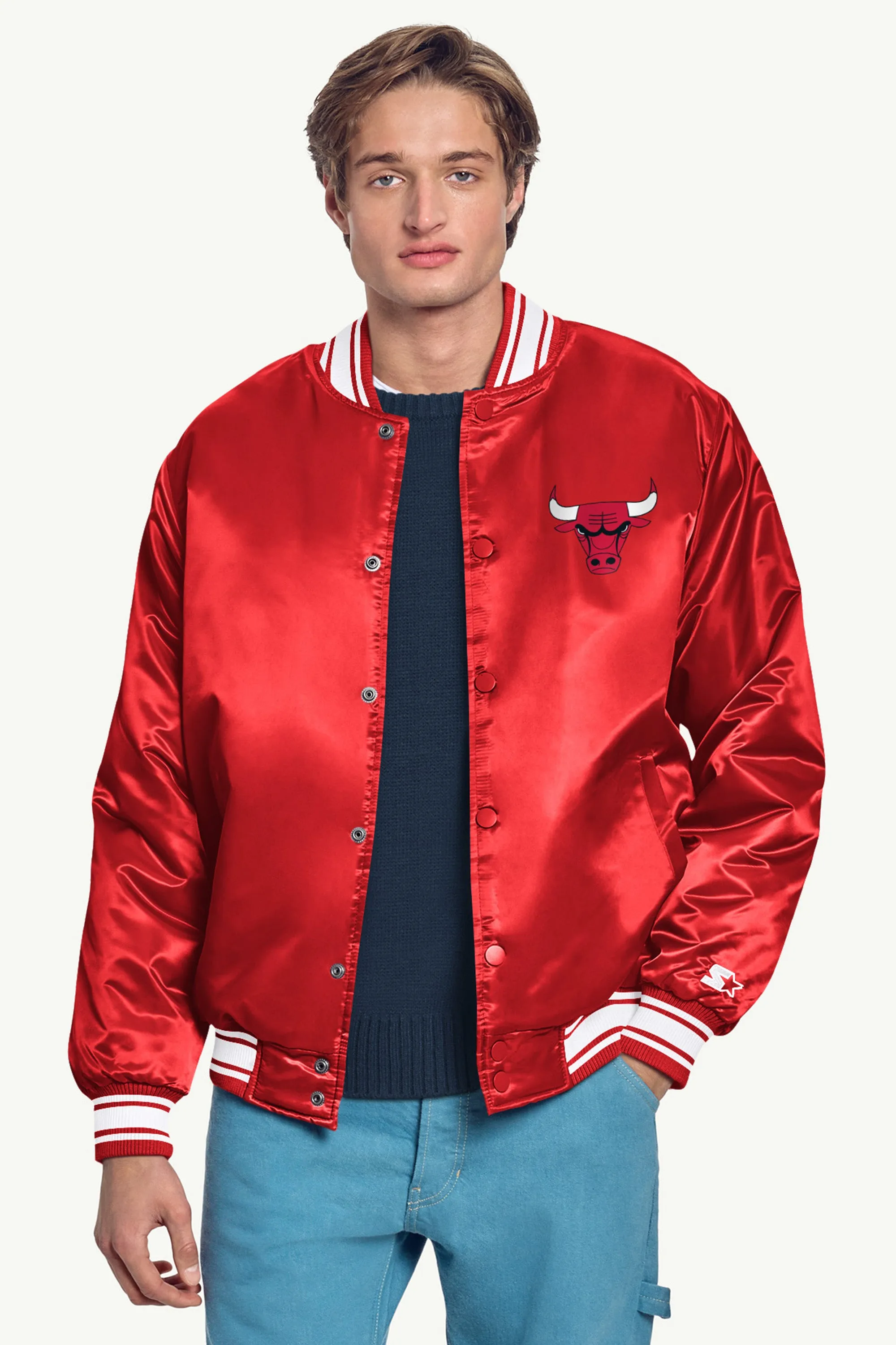 MENS CHICAGO BULLS MESH LOOK SATIN VARSITY JACKET sold by Starter product image thumbnail 3