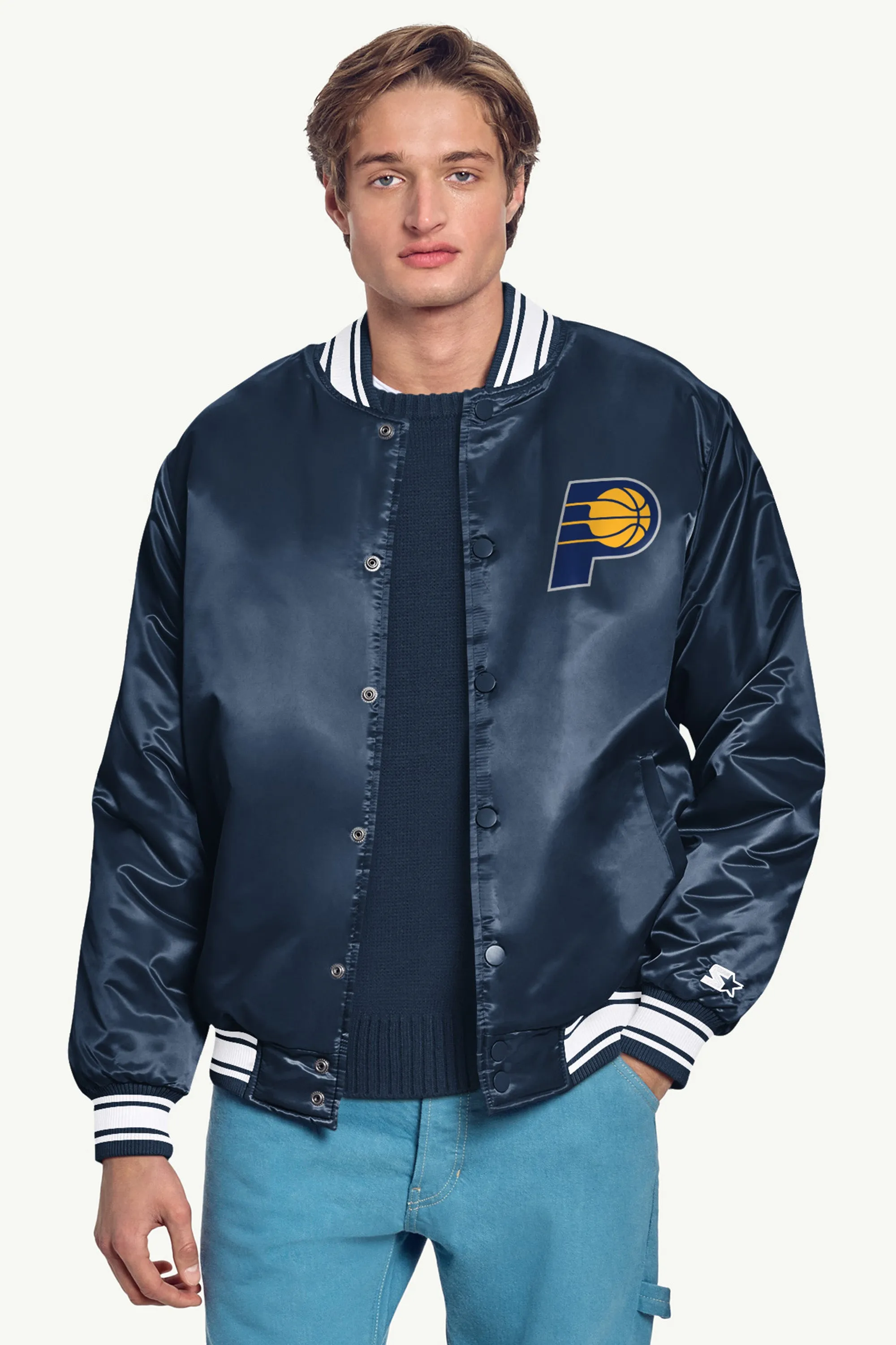 MENS INDIANA PACERS MESH LOOK SATIN VARSITY JACKET sold by Starter product image thumbnail 3
