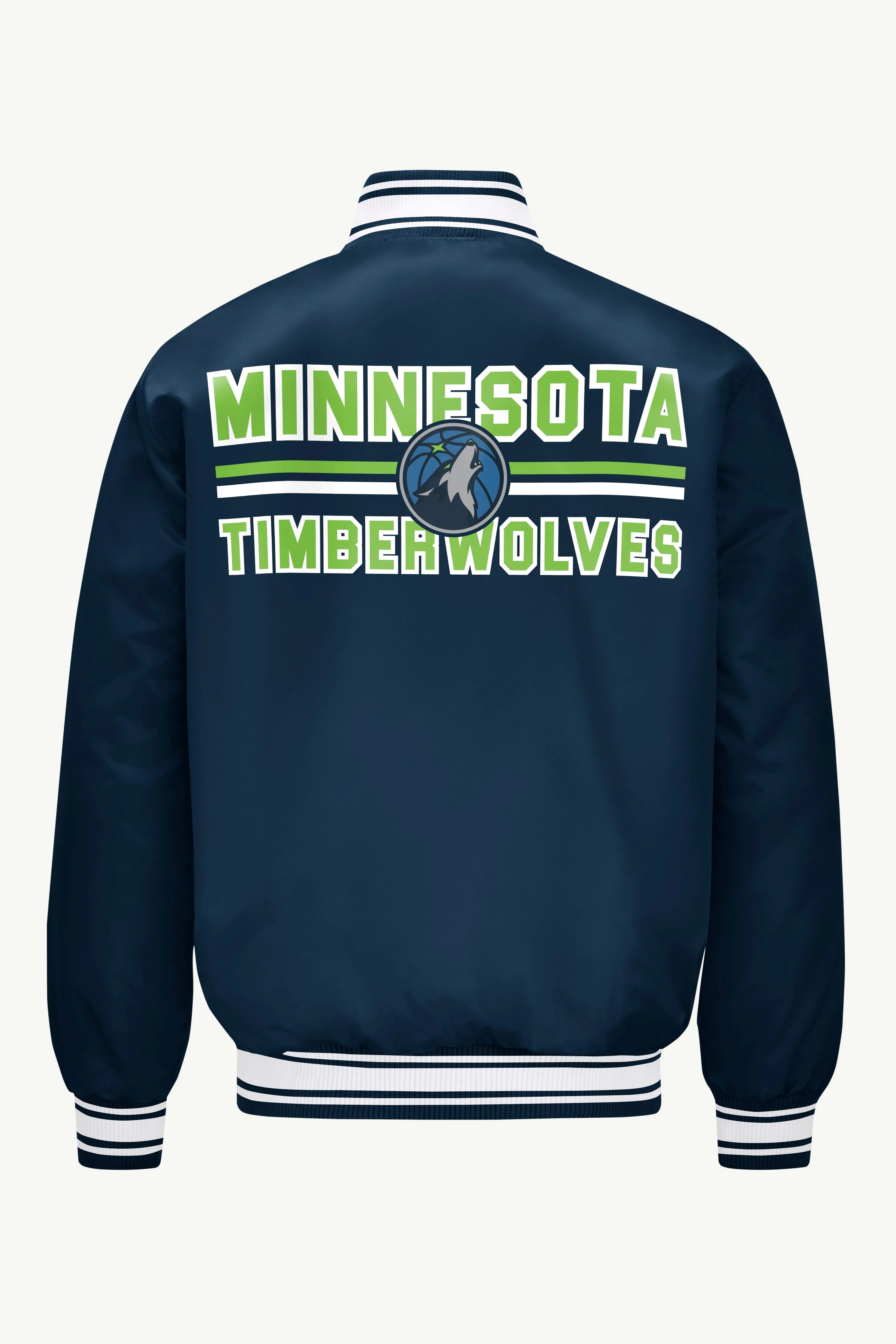 MENS MINNESOTA TIMBERWOLVES MESH LOOK SATIN VARSITY JACKET sold by Starter product image thumbnail 2