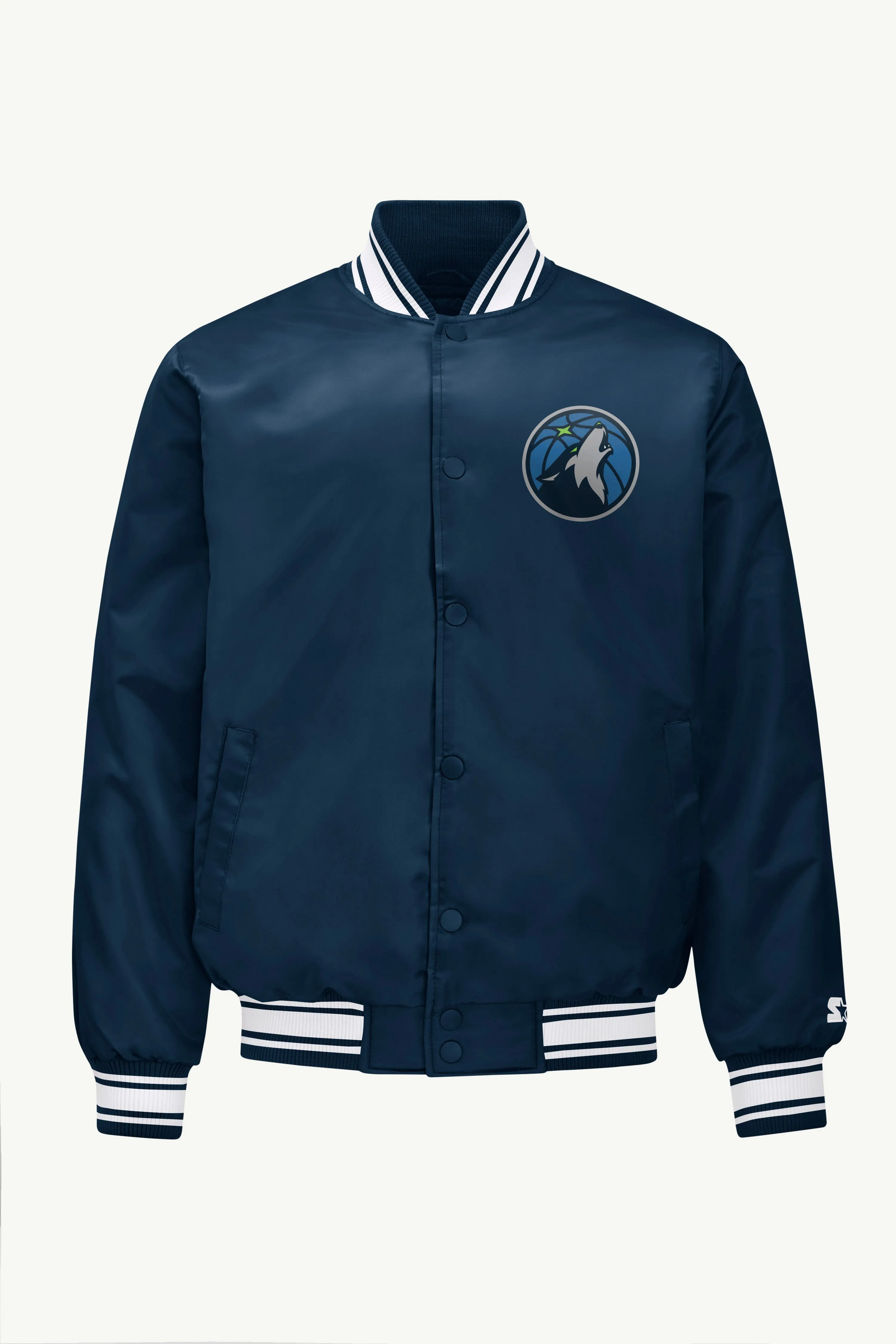MENS MINNESOTA TIMBERWOLVES MESH LOOK SATIN VARSITY JACKET sold by Starter