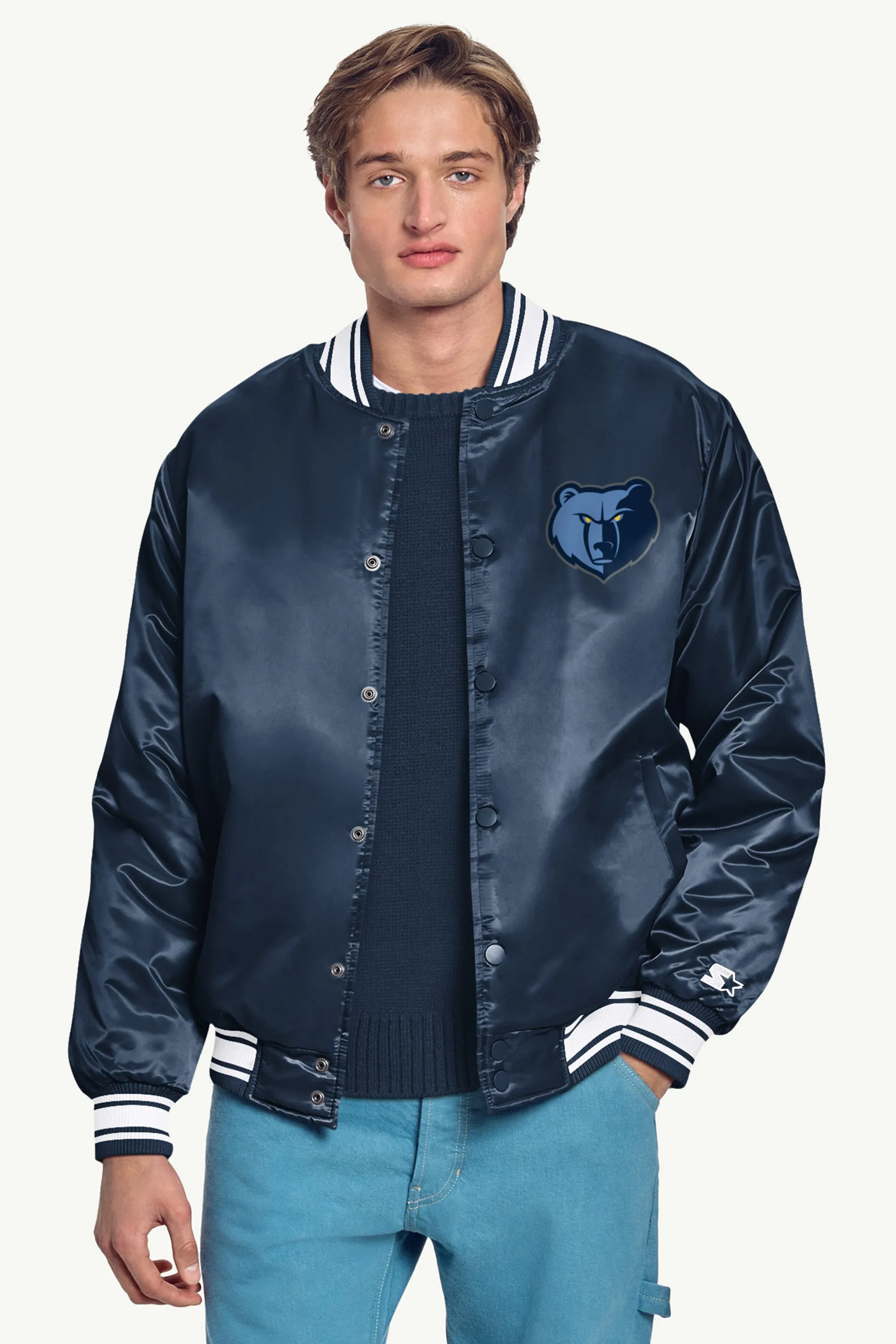 MENS MEMPHIS GRIZZLIES MESH LOOK SATIN VARSITY JACKET sold by Starter product image thumbnail 3
