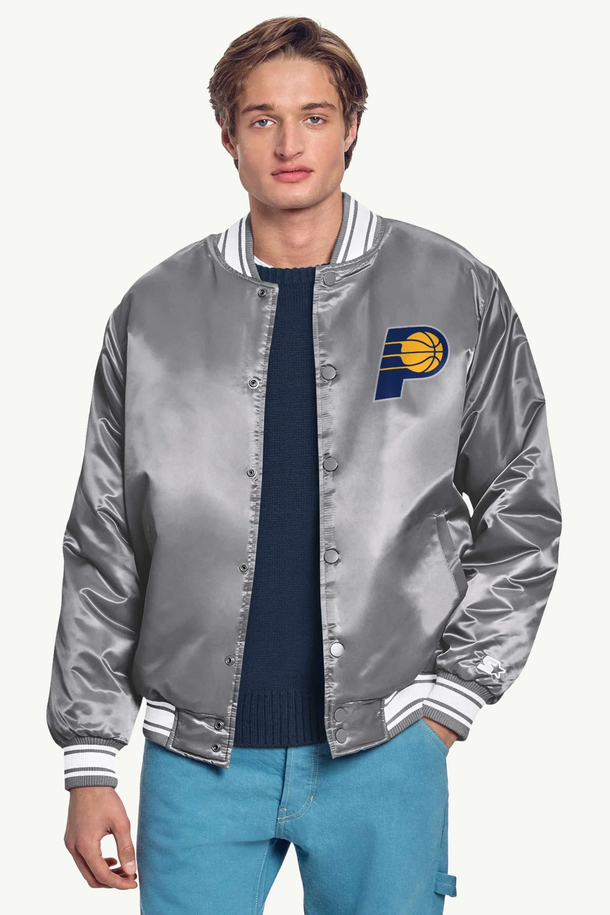 MENS INDIANA PACERS MESH LOOK SATIN VARSITY JACKET sold by Starter product image thumbnail 3