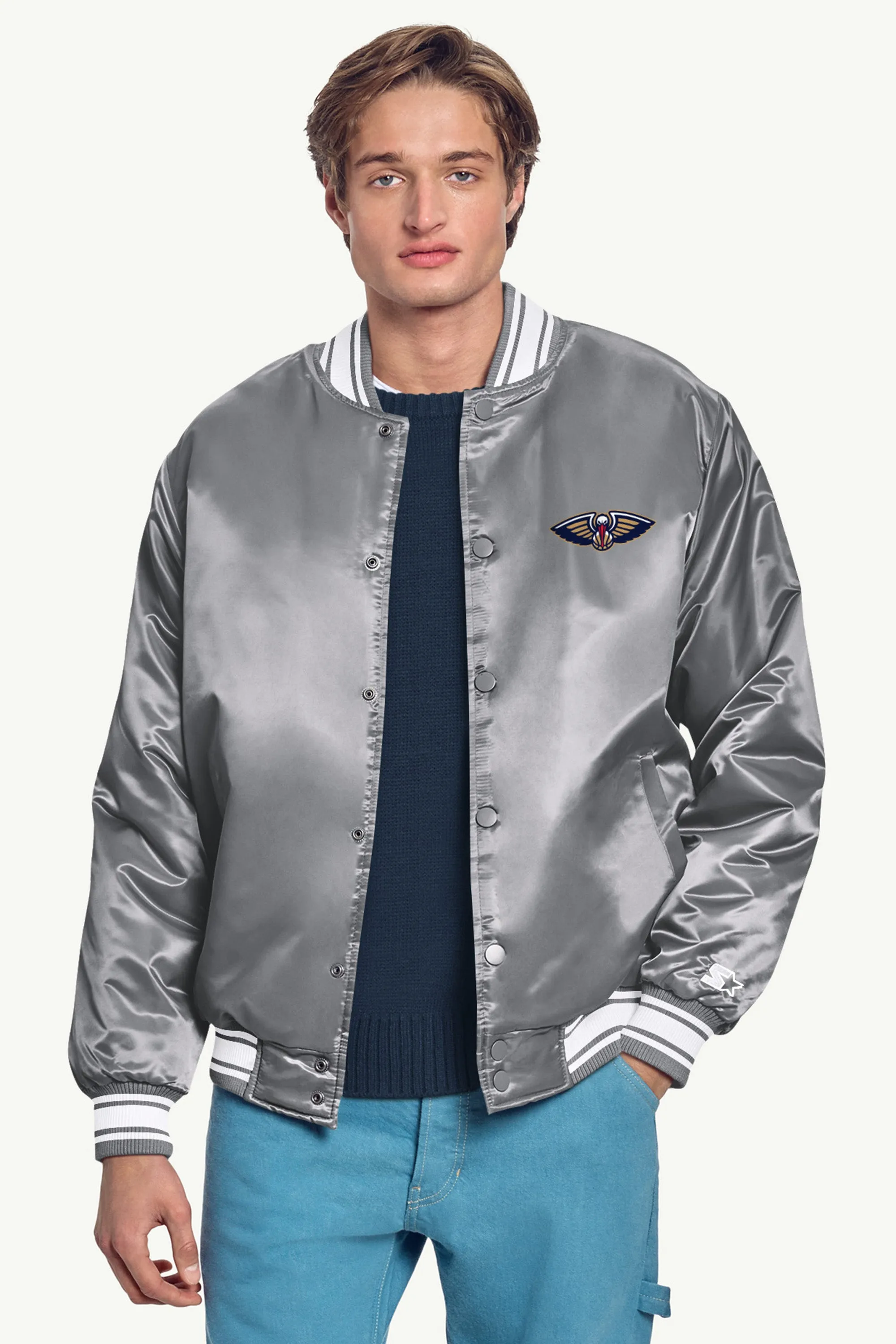 MENS NEW ORLEAN PELICANS MESH LOOK SATIN VARSITY JACKET sold by Starter product image thumbnail 3