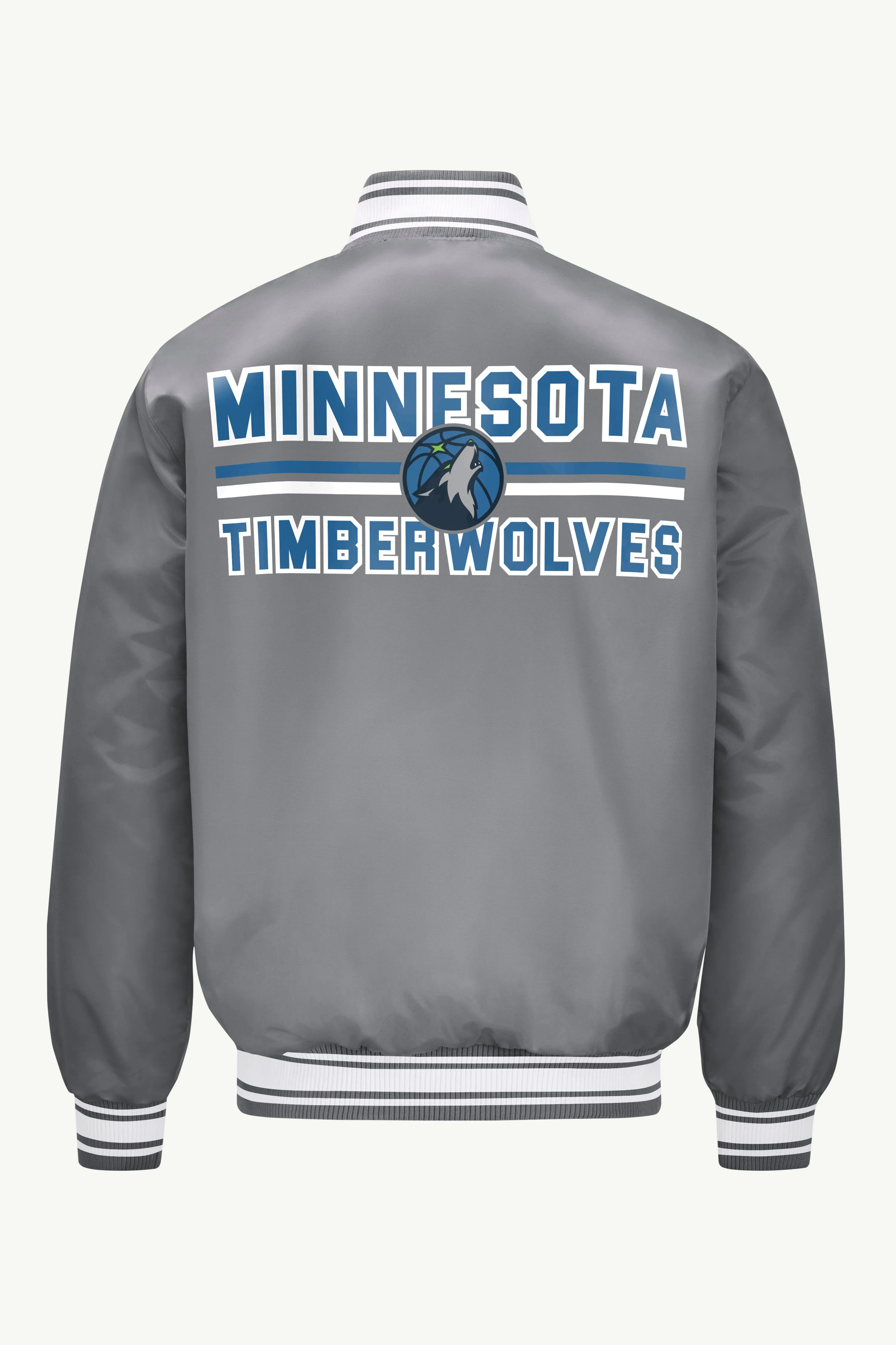 MENS MINNESOTA TIMBERWOLVES MESH LOOK SATIN VARSITY JACKET sold by Starter product image thumbnail 2