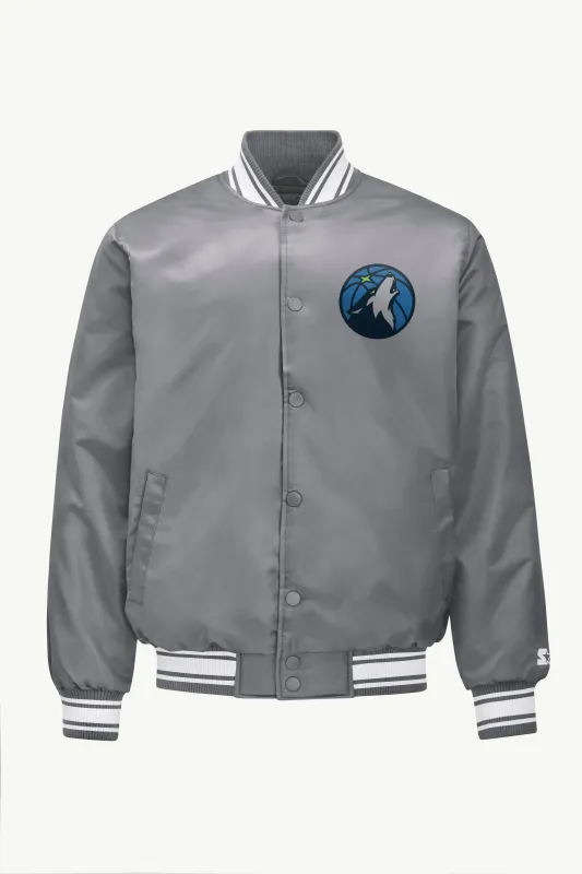 MENS MINNESOTA TIMBERWOLVES MESH LOOK SATIN VARSITY JACKET sold by Starter