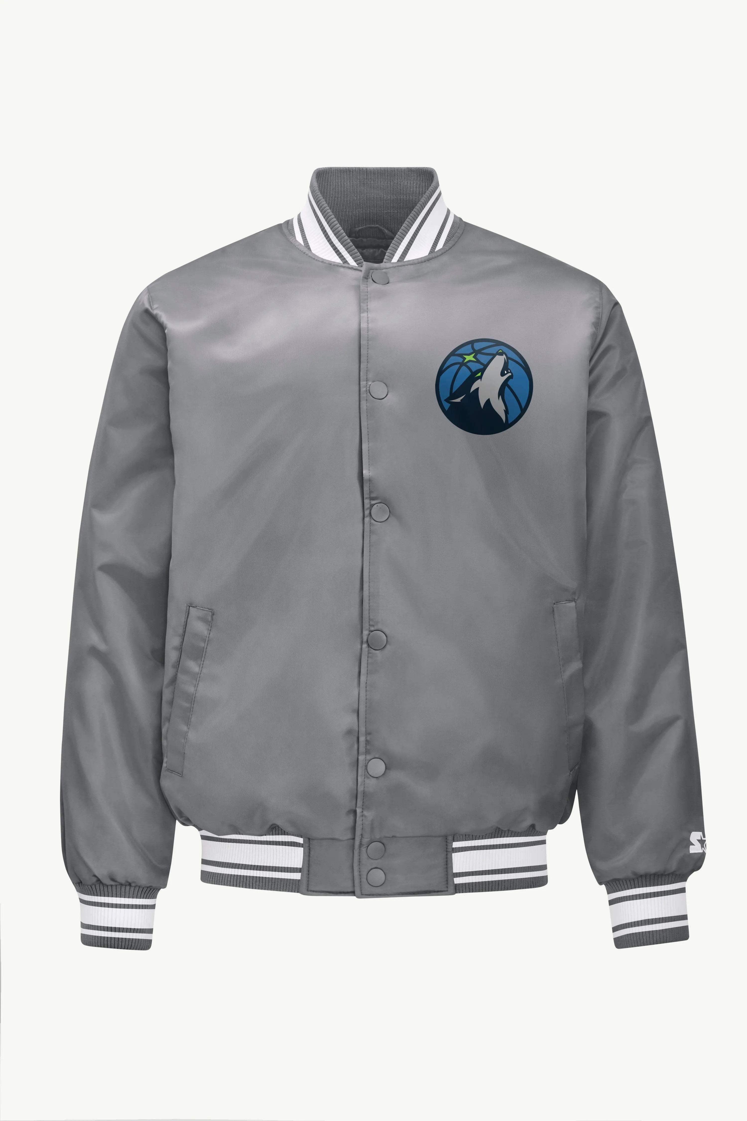 MENS MINNESOTA TIMBERWOLVES MESH LOOK SATIN VARSITY JACKET sold by Starter