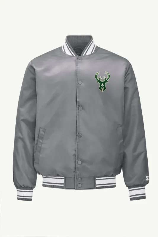 MENS MILWAUKEE BUCKS MESH LOOK SATIN VARSITY JACKET sold by Starter