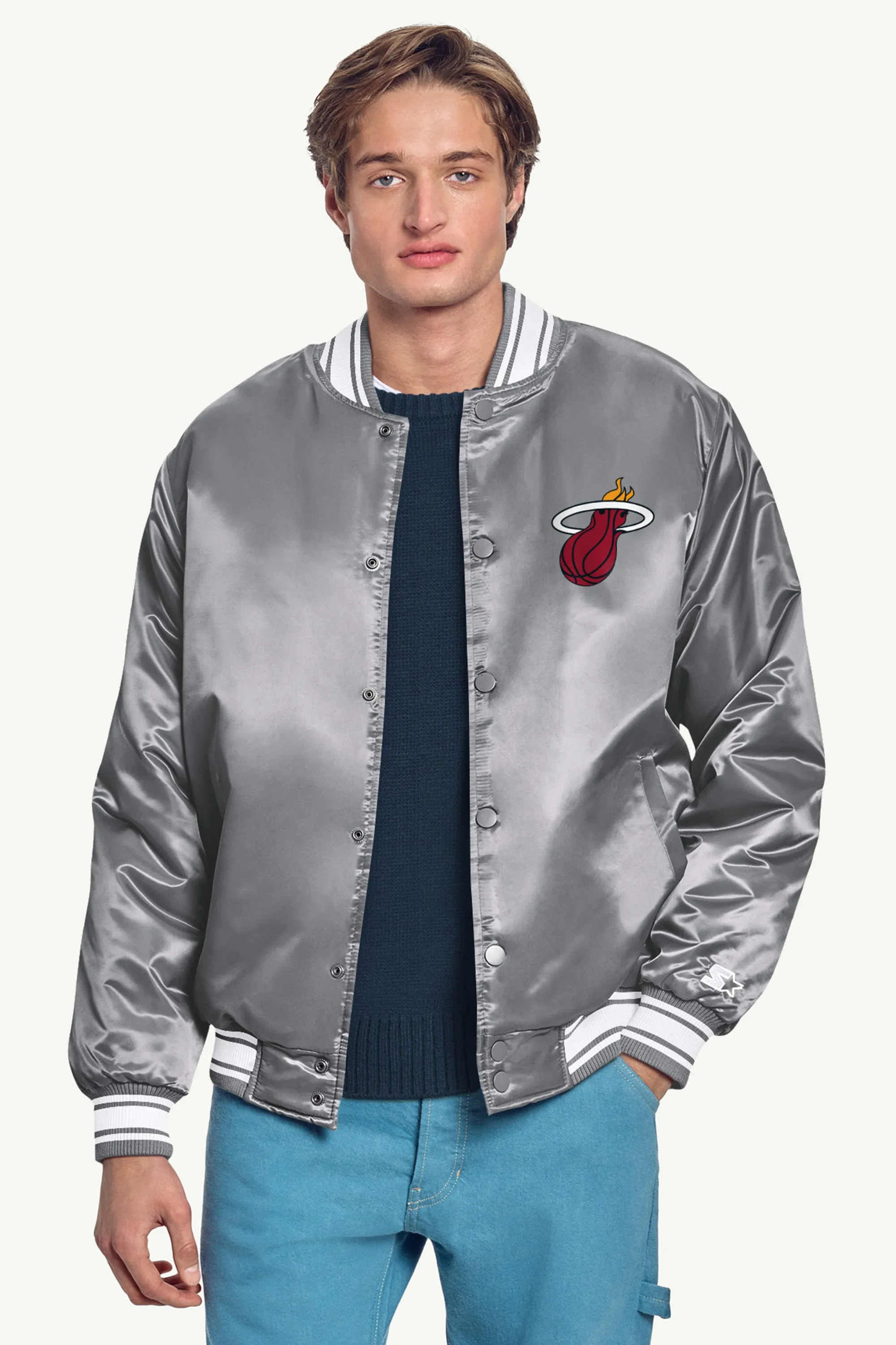 MENS MIAMI HEAT MESH LOOK SATIN VARSITY JACKET sold by Starter product image thumbnail 3