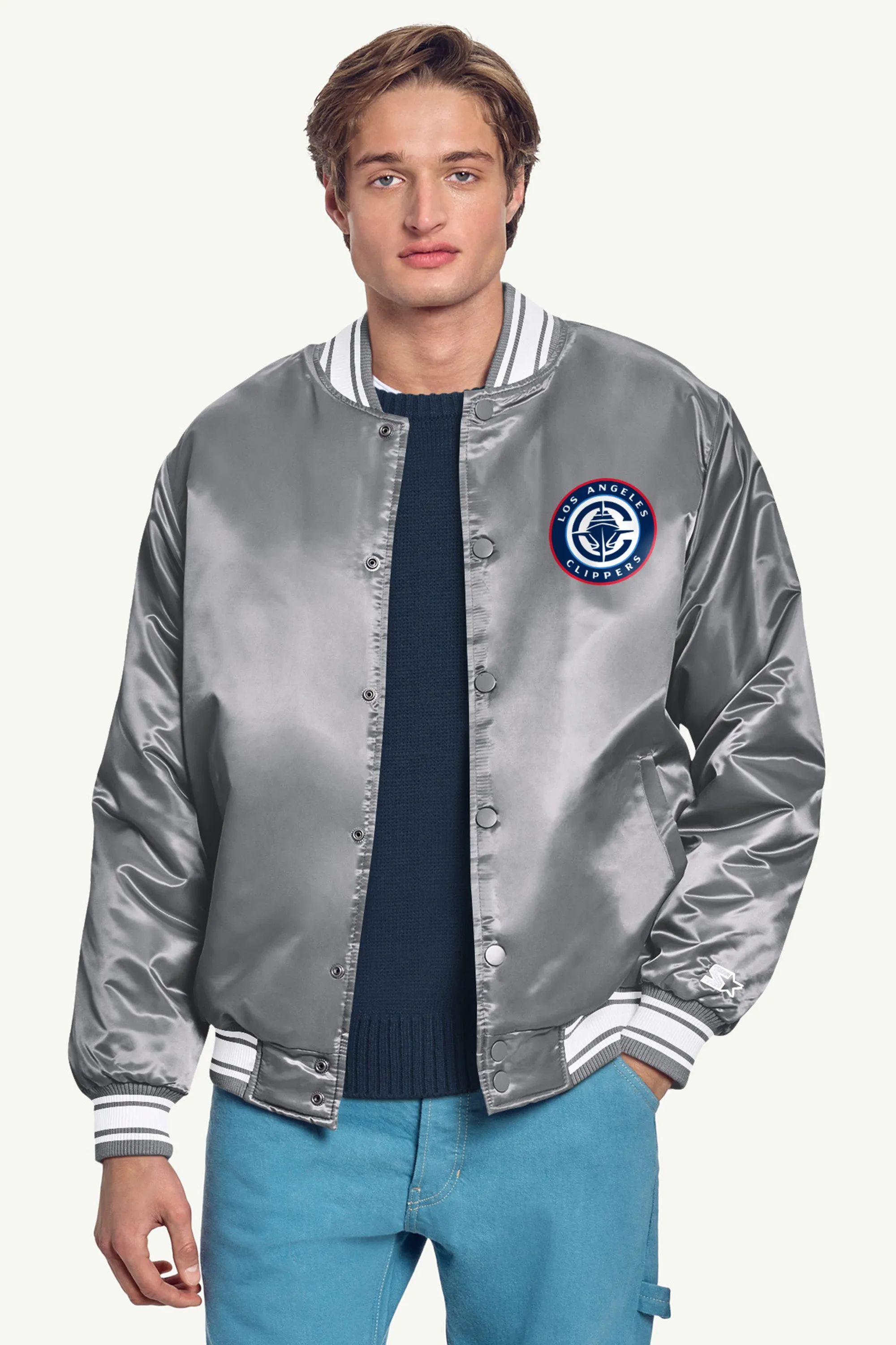 MENS LOS ANGELES CLIPPERS MESH LOOK SATIN VARSITY JACKET sold by Starter product image thumbnail 3