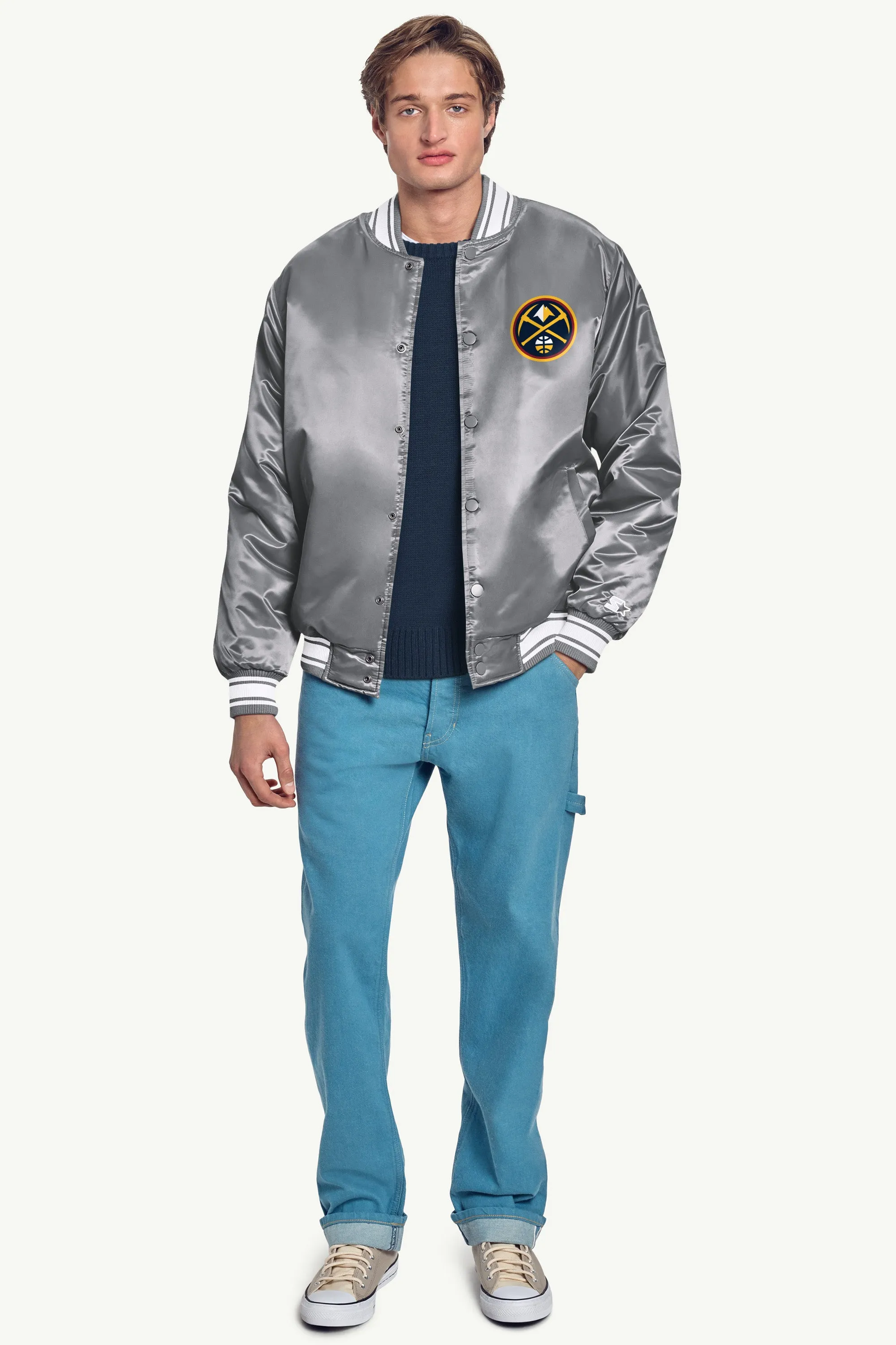 MENS DENVER NUGGETS MESH LOOK SATIN VARSITY JACKET sold by Starter product image thumbnail 4