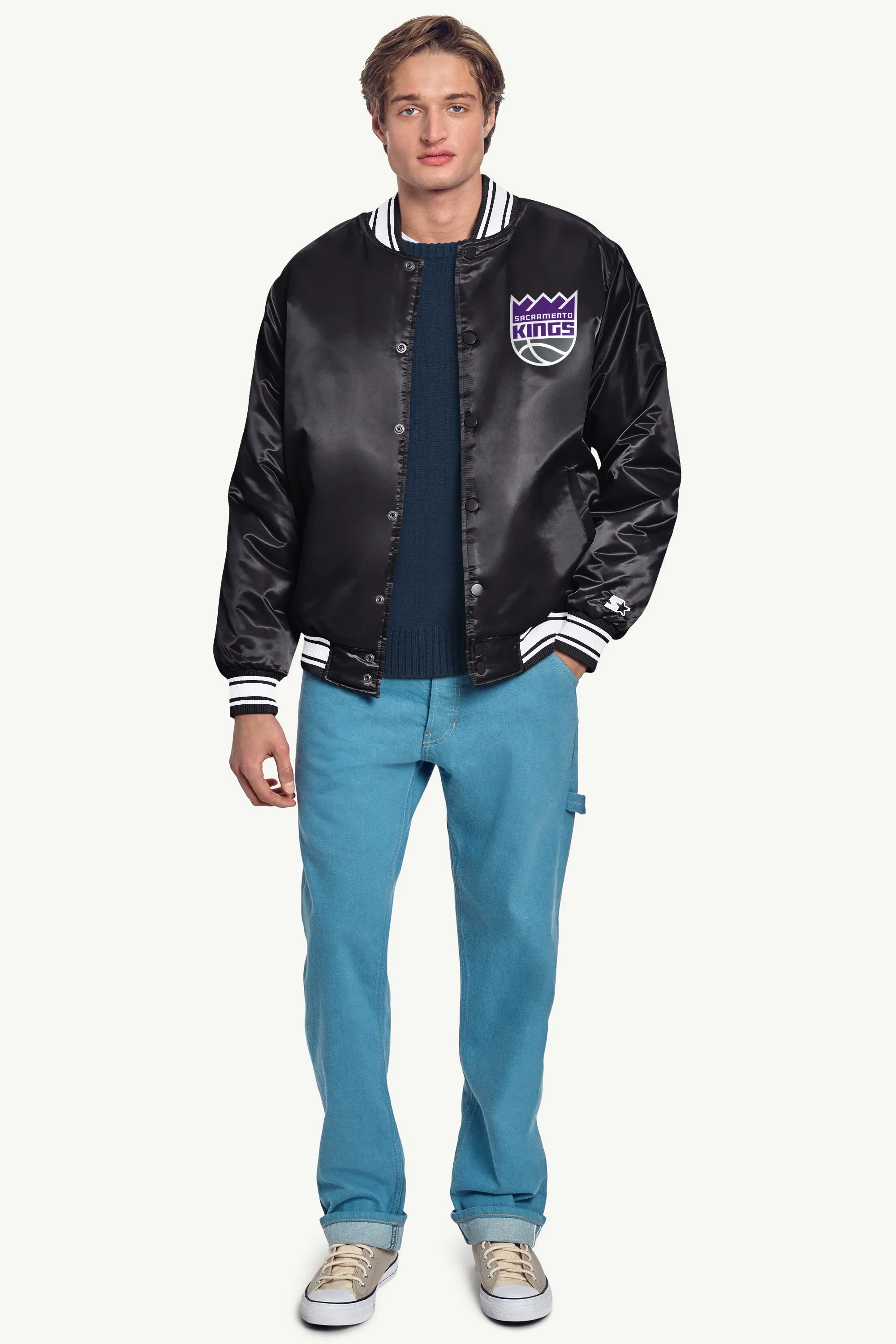 MENS SACRAMENTO KINGS MESH LOOK SATIN VARSITY JACKET sold by Starter product image thumbnail 4