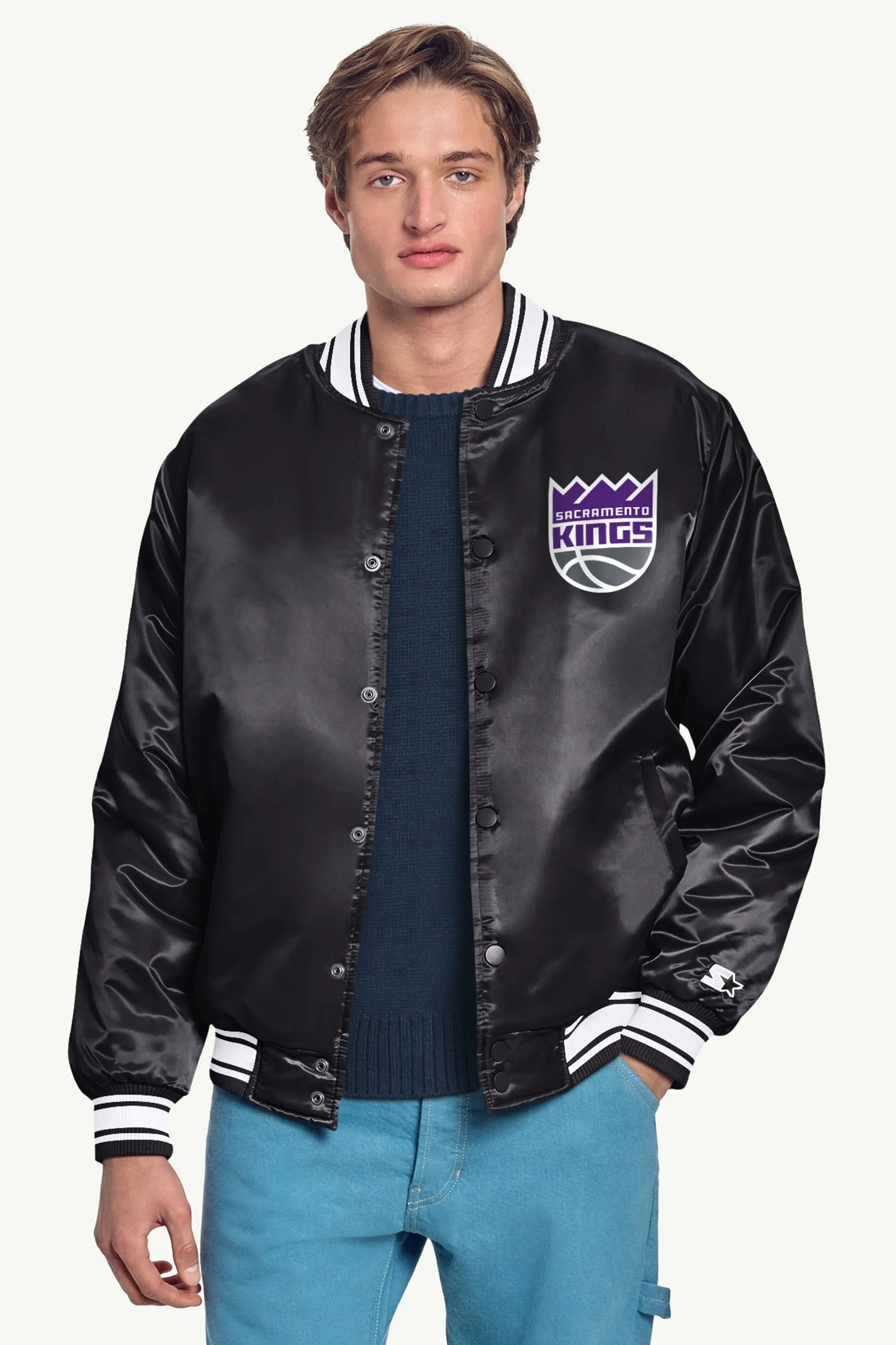 MENS SACRAMENTO KINGS MESH LOOK SATIN VARSITY JACKET sold by Starter product image thumbnail 3