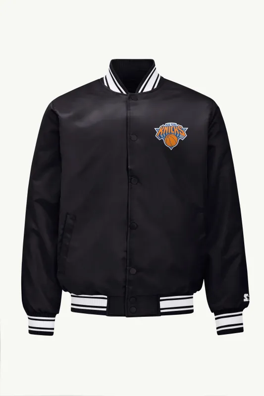 MENS NEW YORK KNICKS MESH LOOK SATIN VARSITY JACKET sold by Starter