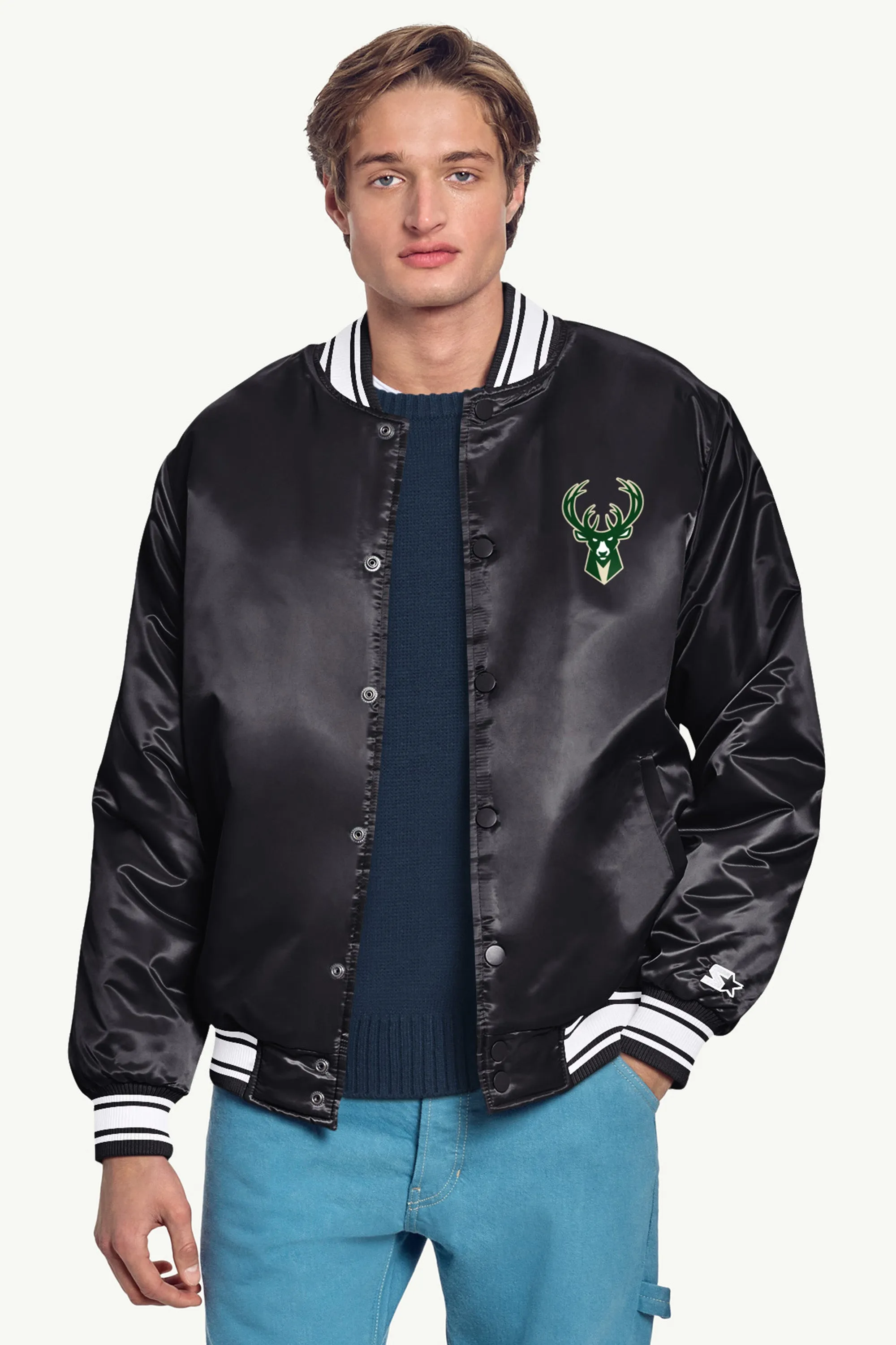 MENS MILWAUKEE BUCKS MESH LOOK SATIN VARSITY JACKET sold by Starter product image thumbnail 3