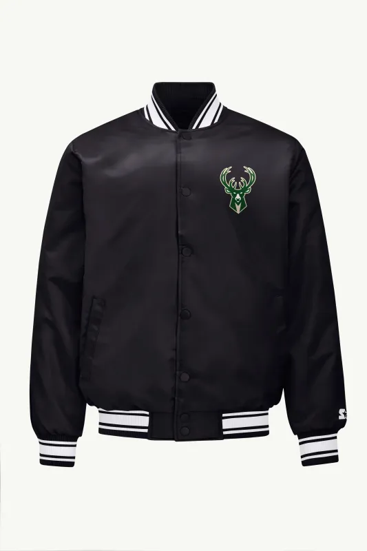 MENS MILWAUKEE BUCKS MESH LOOK SATIN VARSITY JACKET sold by Starter