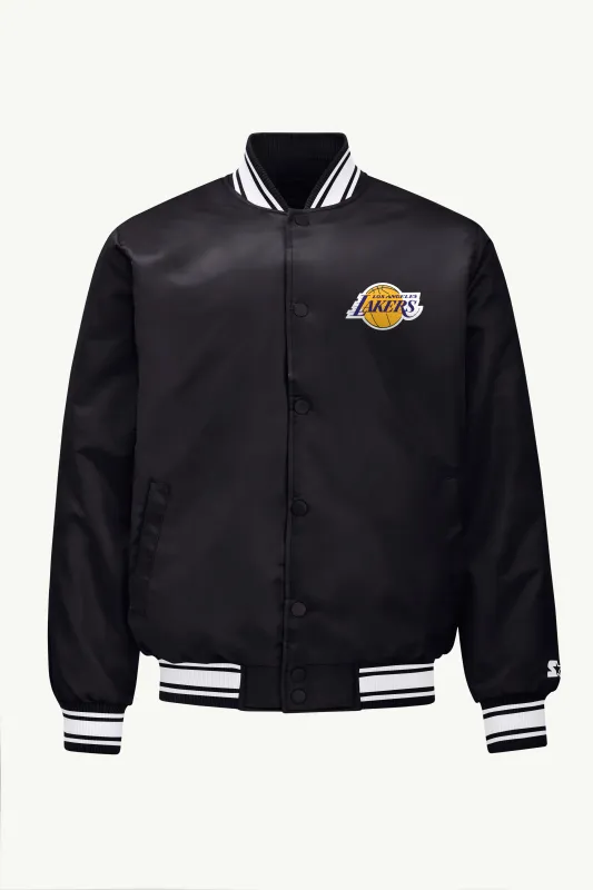MENS LOS ANGELES LAKERS MESH LOOK SATIN VARSITY JACKET sold by Starter