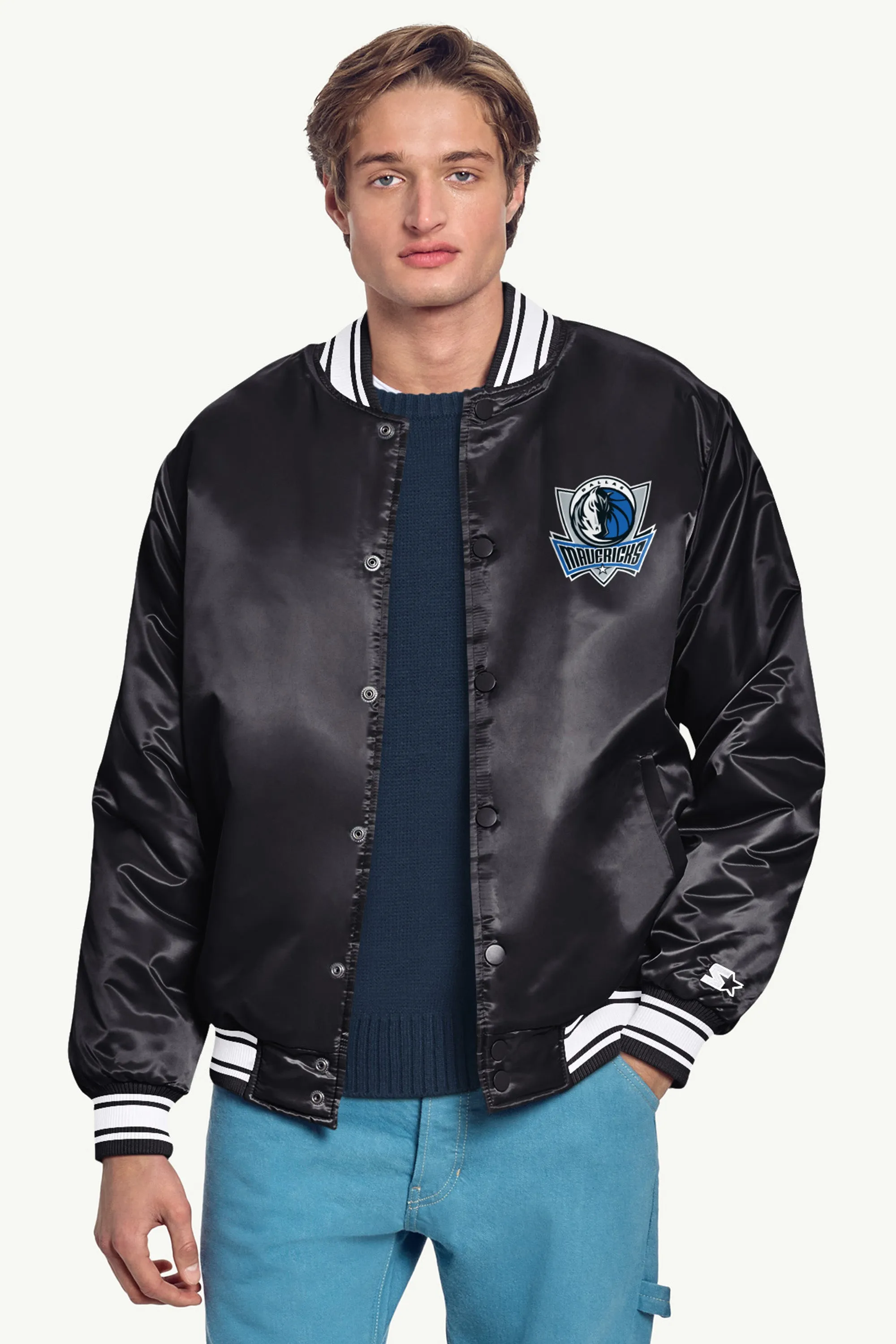 MENS DALLAS MAVERICKS MESH LOOOK SATIN VARSITY JACKET sold by Starter product image thumbnail 3