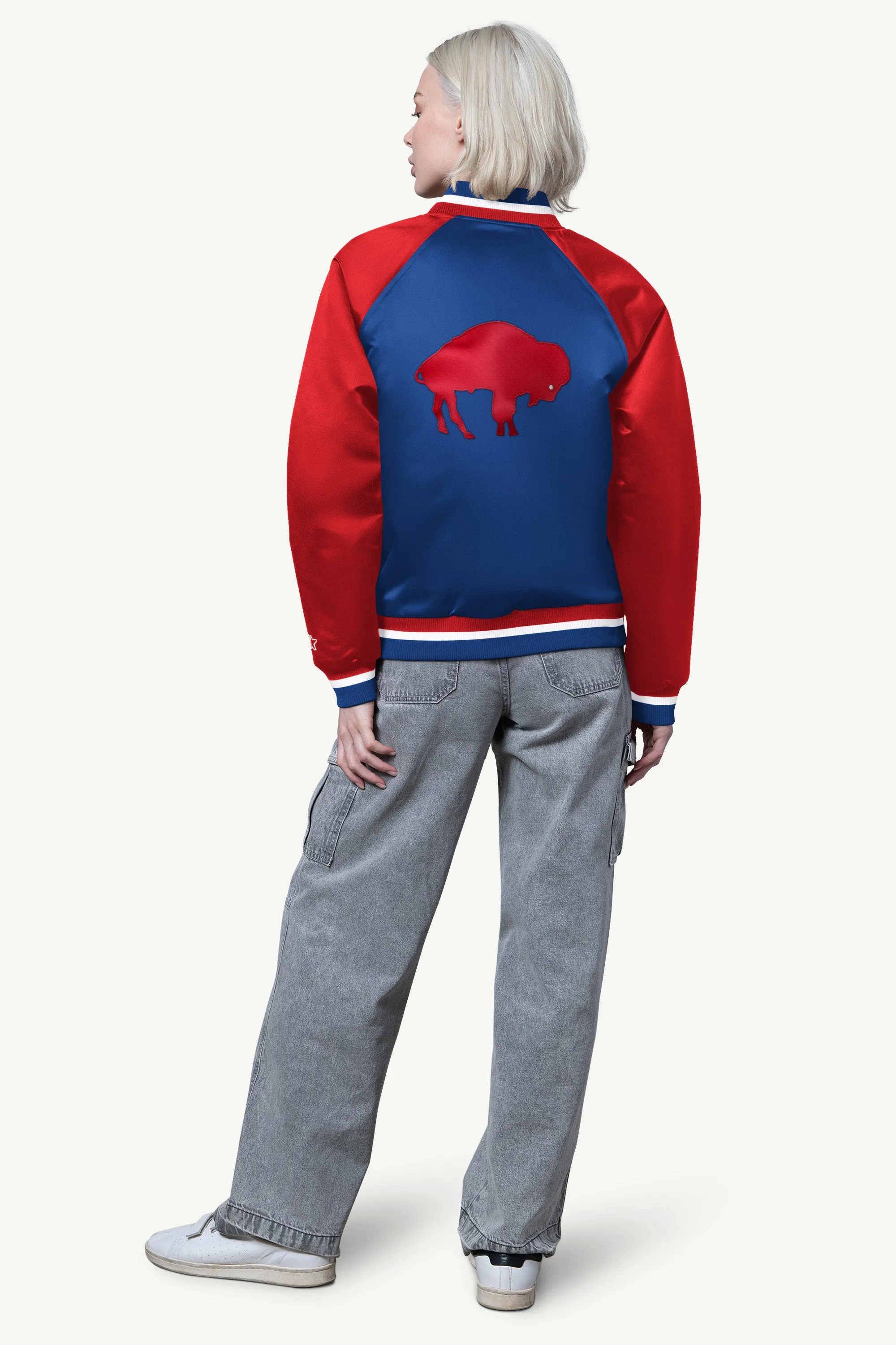 WOMENS BUFFALO BILLS FINAL SCORE SATIN VARSITY JACKET sold by Starter product image thumbnail 2