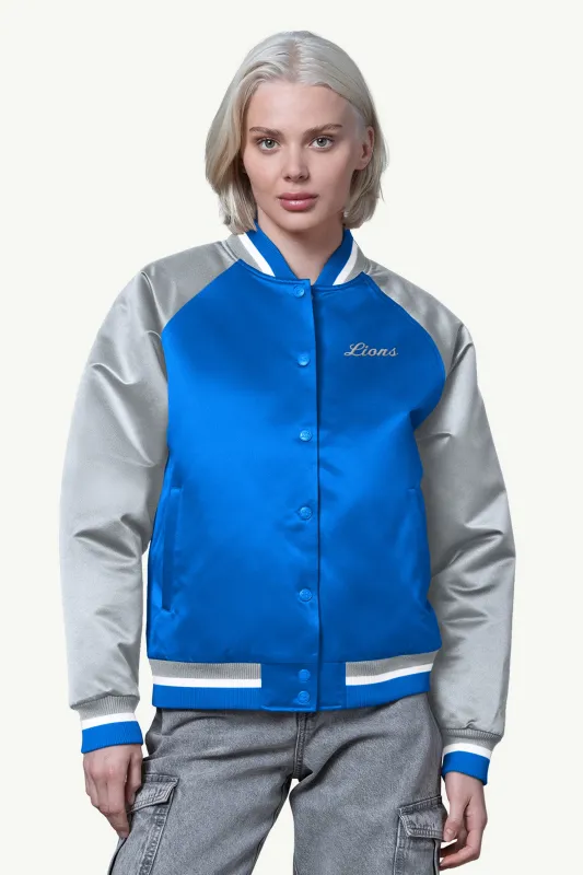 WOMENS DETROIT LIONS FINAL SCORE SATIN VARSITY JACKET sold by Starter
