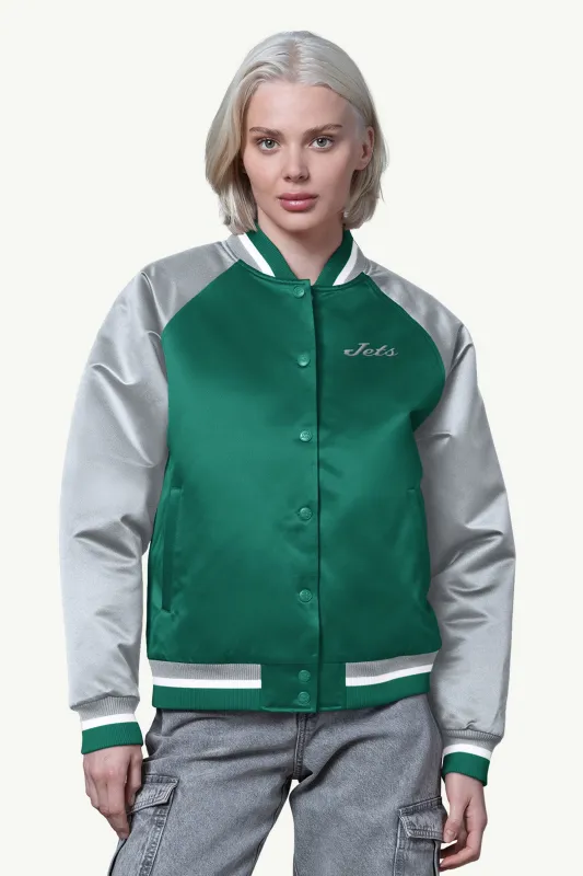WOMENS NEW YORK JETS FINAL SCORE SATIN VARSITY JACKET sold by Starter