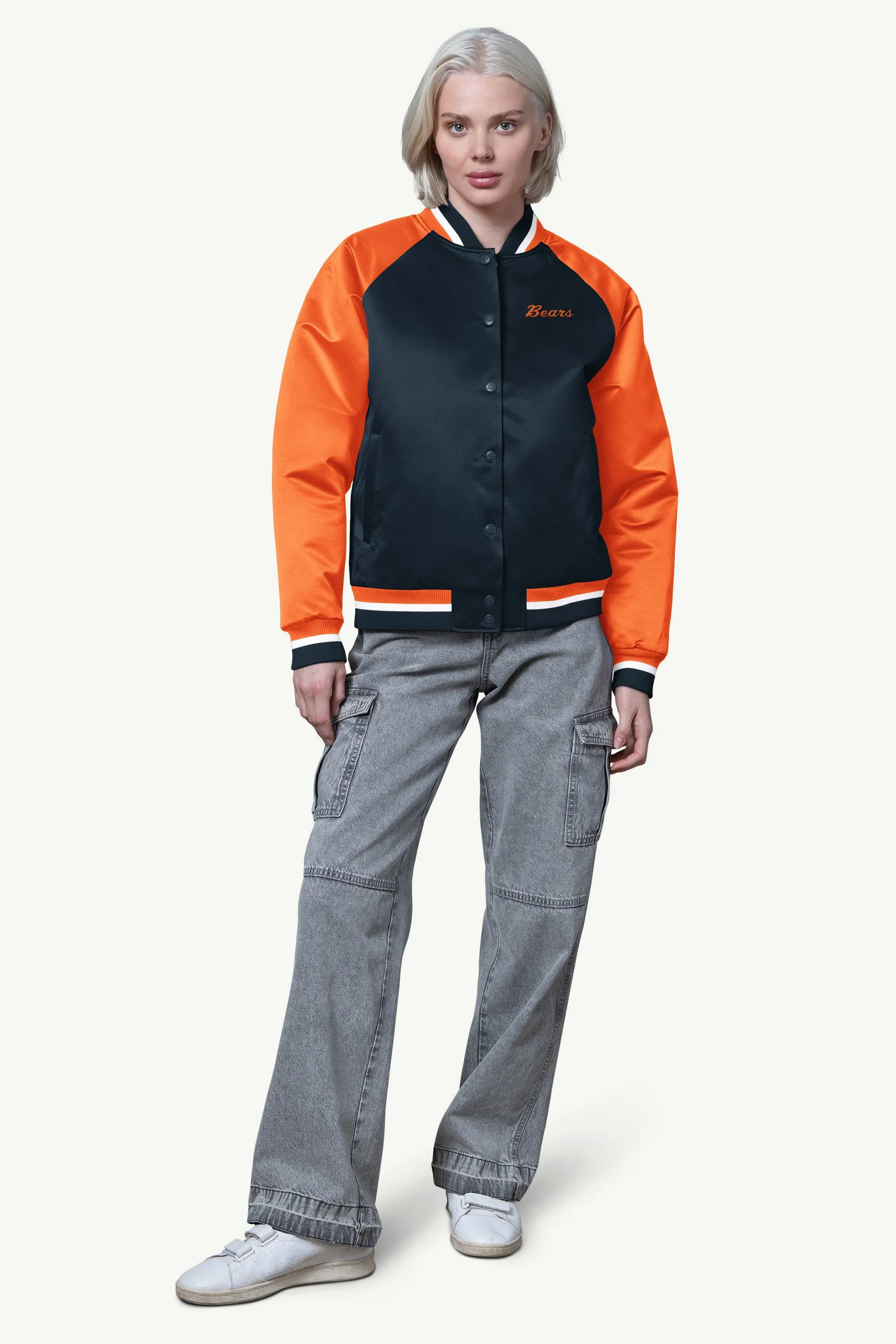 WOMENS CHICAGO BEARS FINAL SCORE SATIN VARSITY JACKET sold by Starter product image thumbnail 3