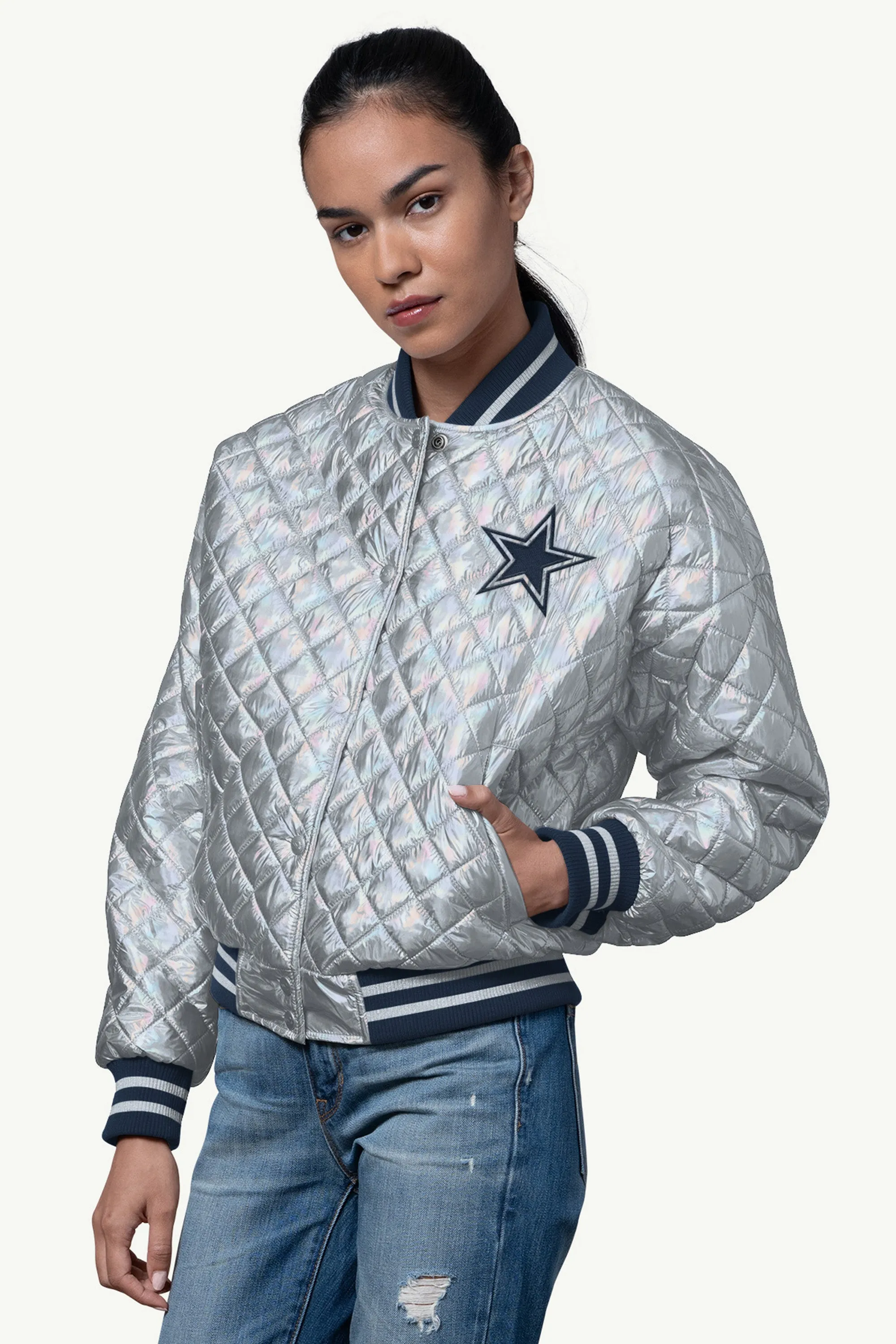 WOMENS DALLAS COWBOYS BLOWOUT METALLIC JACKET sold by Starter