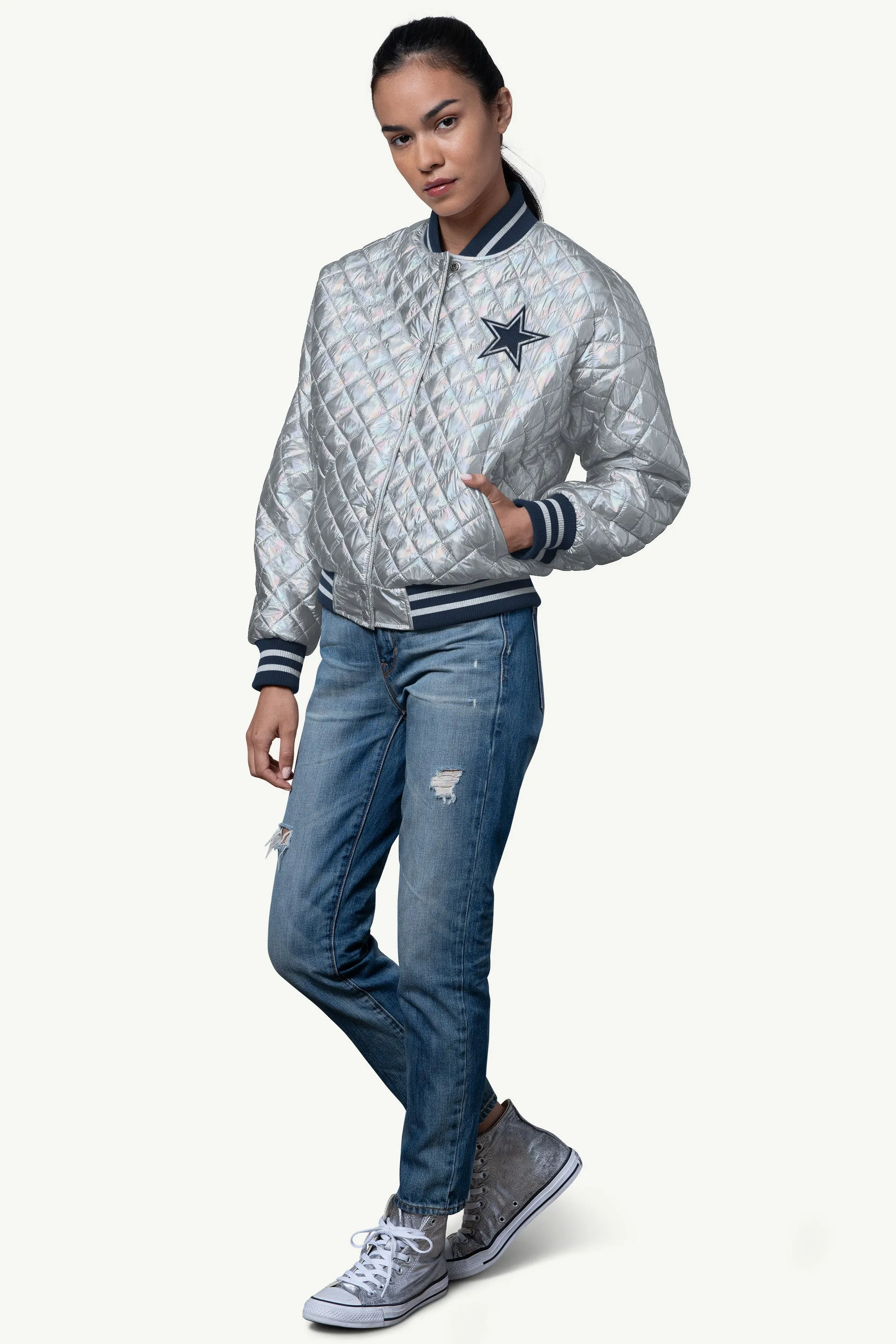 WOMENS DALLAS COWBOYS BLOWOUT METALLIC JACKET sold by Starter product image thumbnail 3