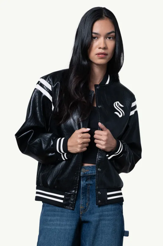WOMENS SEATTLE KRAKEN FUAX LEATHER VARSITY sold by Starter