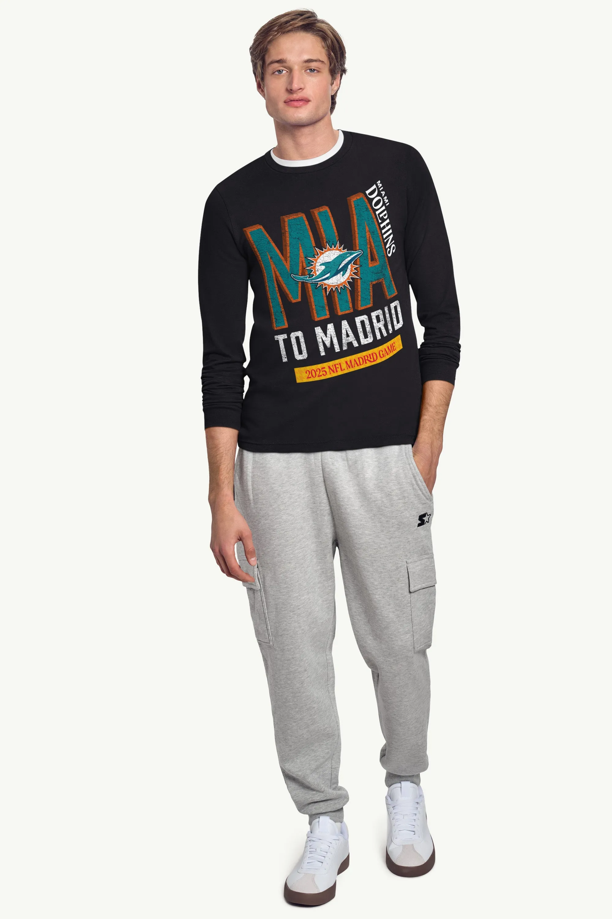 MENS MIAMI DOLPHINS TO MADRID WE GO LONG SLEEVE T SHIRT sold by Starter product image thumbnail 3