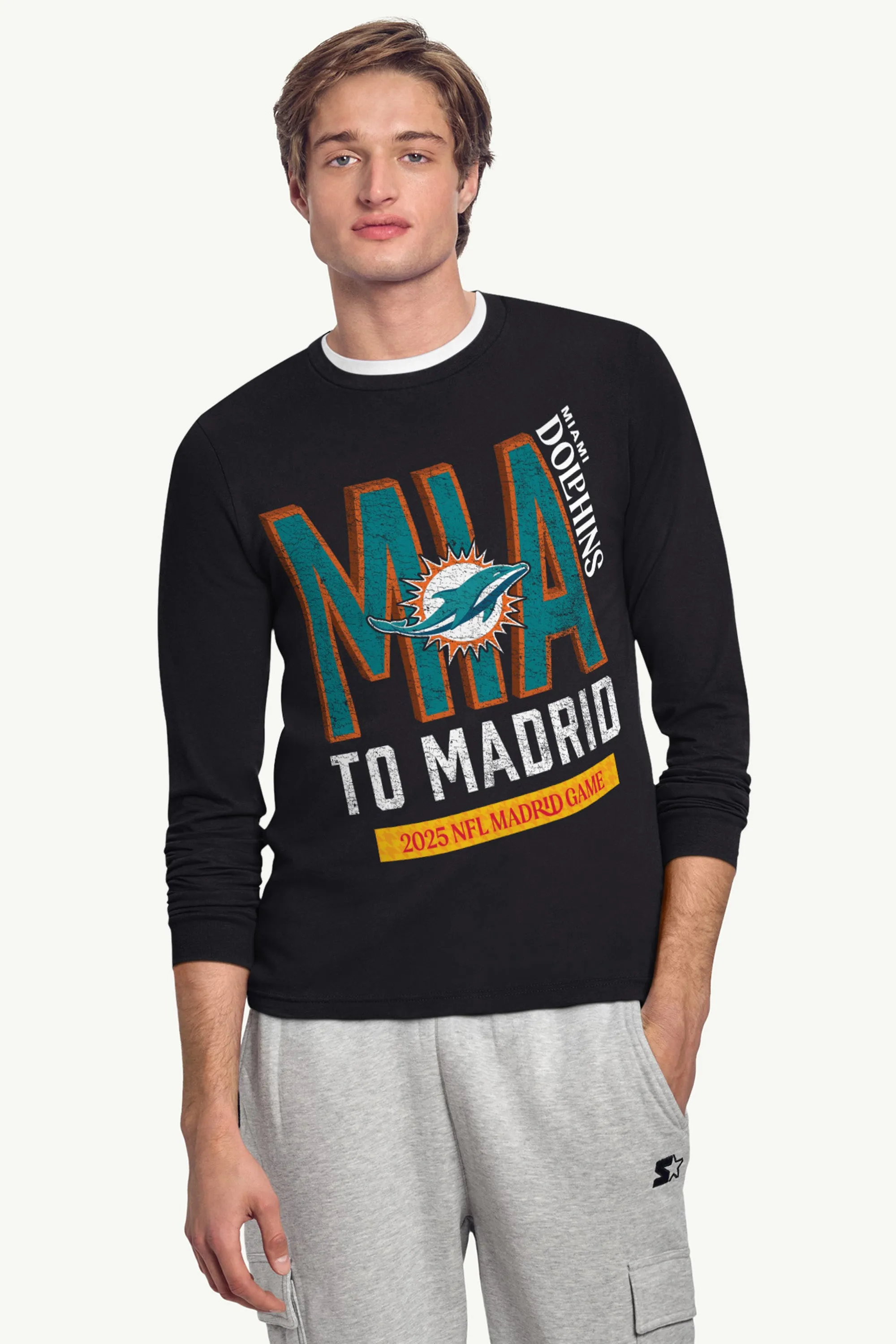 MENS MIAMI DOLPHINS TO MADRID WE GO LONG SLEEVE T SHIRT sold by Starter product image thumbnail 2