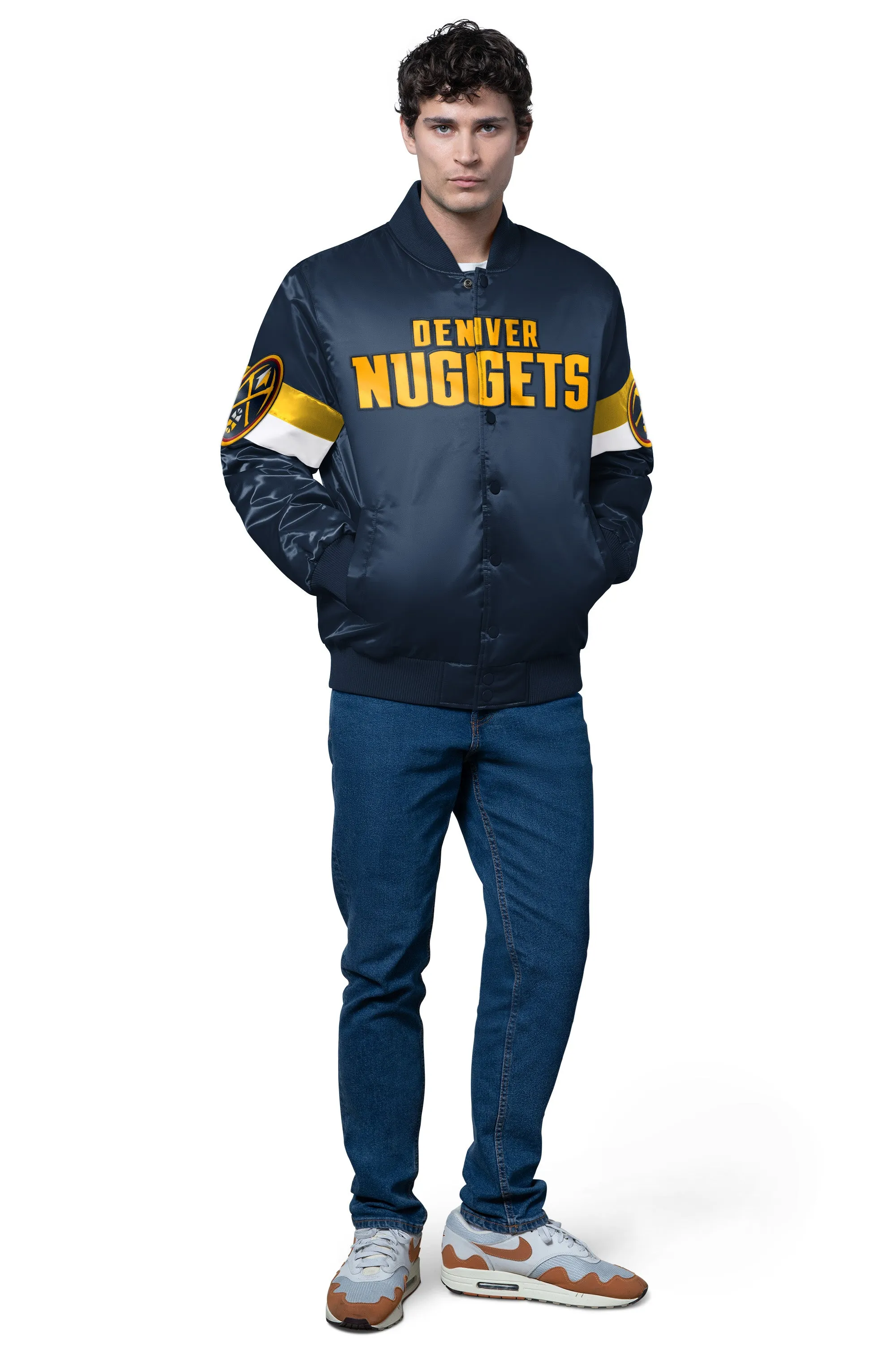 MENS DENVER NUGGETS TRIPLE OPTION SATIN VARSITY JACKET sold by Starter product image thumbnail 3